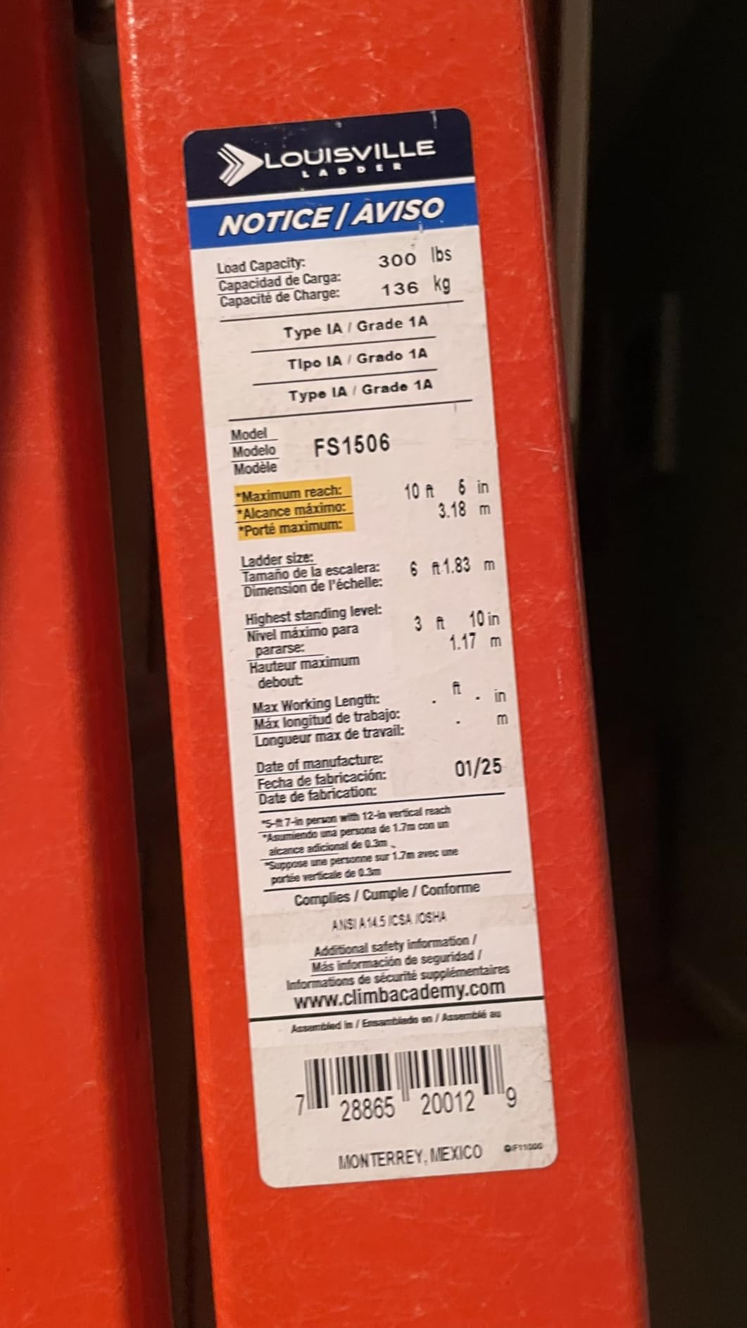Louisville Ladder 6 ft Fiberglass Step Ladder, FS1506, Type IA, 300 lbs customer photo 1