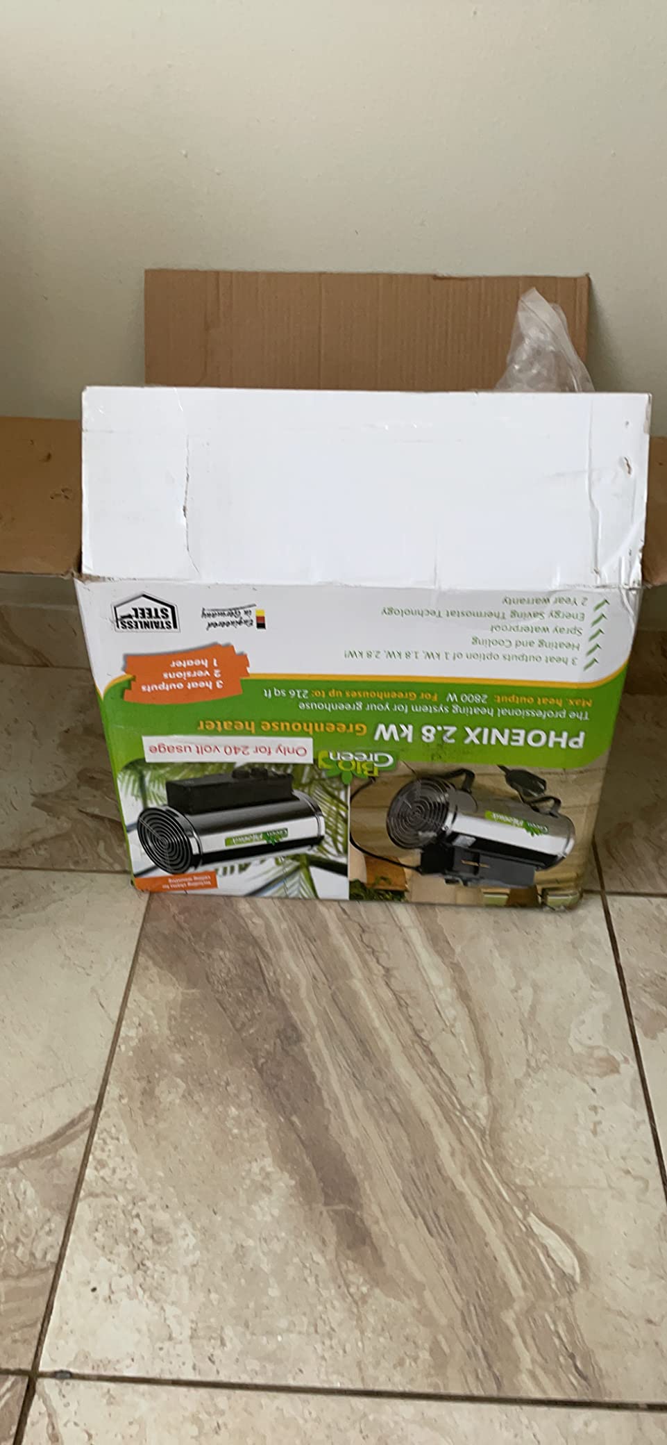 Bio Green PHX 2.8/US Phoenix Greenhouse Heater – 220-240V - 9553 BTU Stainless Steel – Electric Heating and Cooling System for Greenhouse, Shed, Garage – Corded Garage Heater with Frost Detection customer photo 2