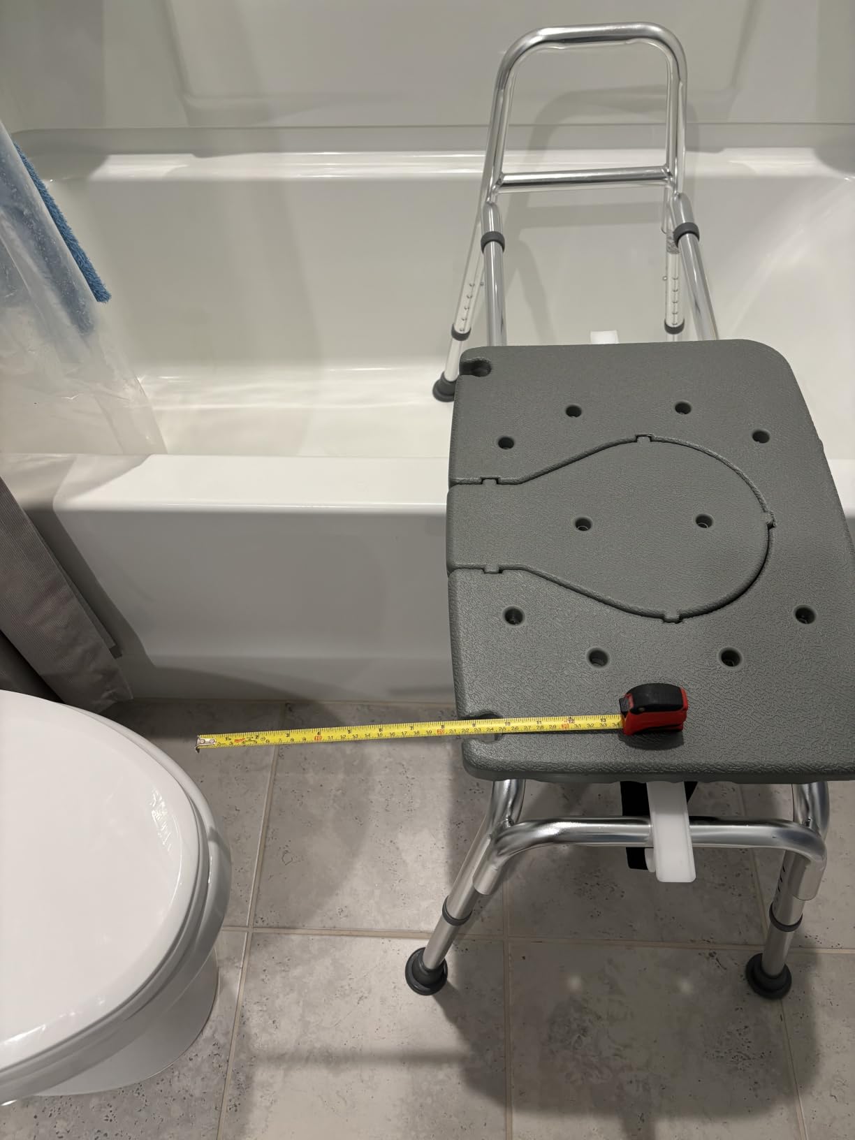 DMI Tub Transfer Bench and Shower Chair with Non Slip Aluminum Body, FSA Eligible, Adjustable Seat Height and Cut Out Access, Holds Weight up to 400 Lbs, Bath and Shower Safety, Transfer Bench customer photo 1