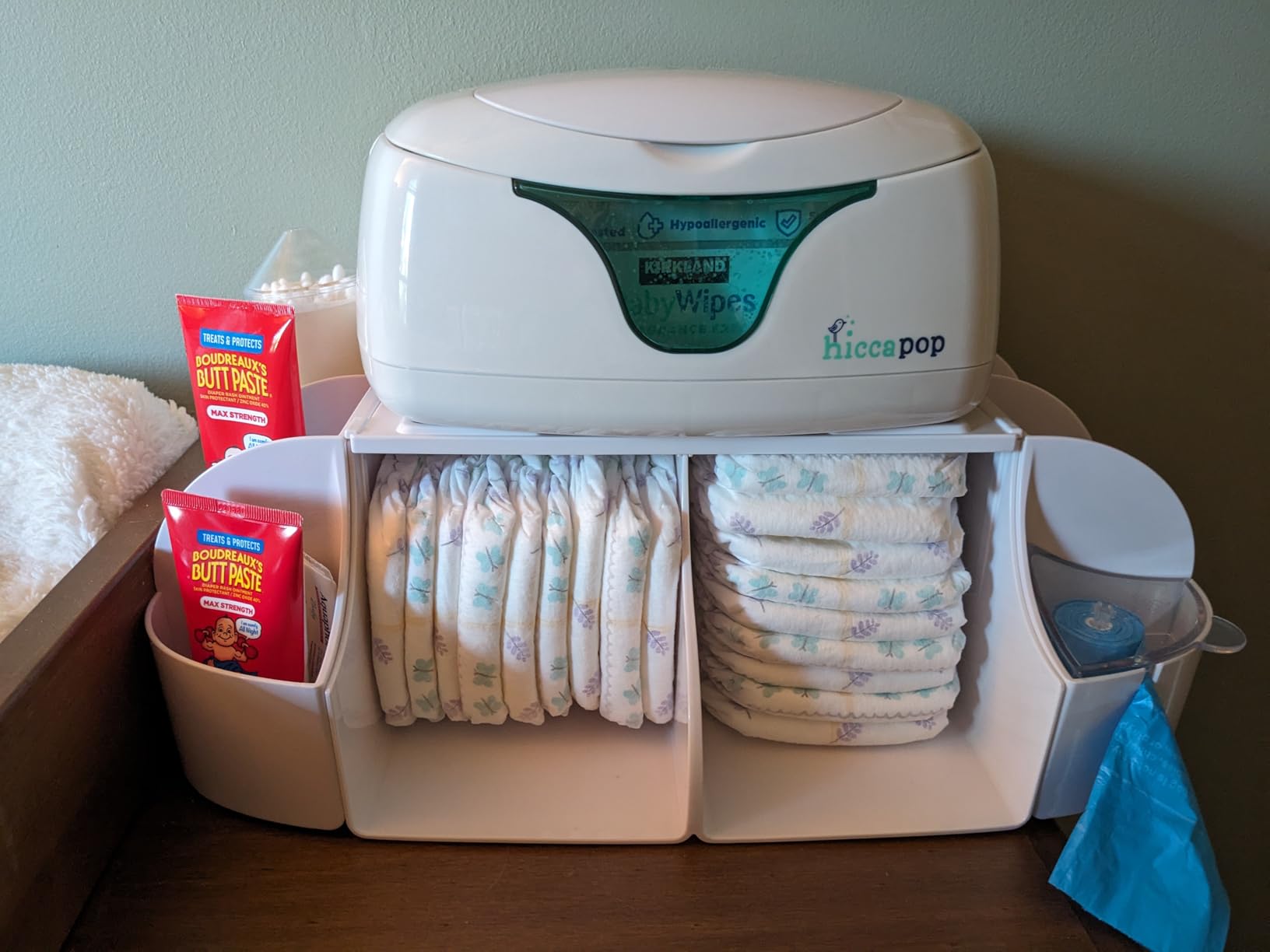 Munchkin® Diaper Caddy Organizer for Changing Table, Green/White customer photo 2