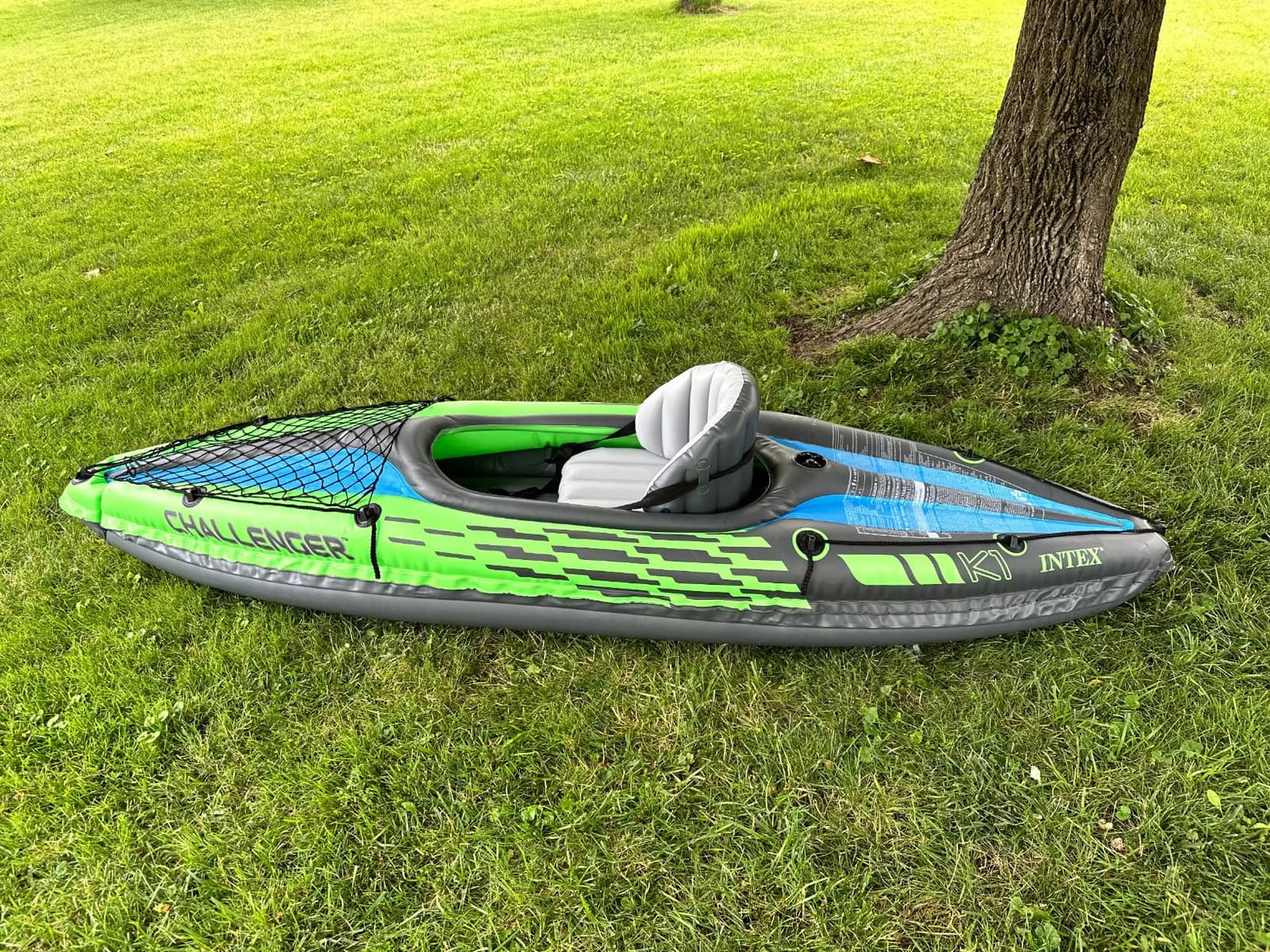 INTEX Challenger Inflatable Kayak Series: Includes Deluxe 86in Kayak Paddles and High-Output Pump – SuperStrong PVC – Adjustable Seat with Backrest – Removable Skeg – Cargo Storage Net customer photo 2