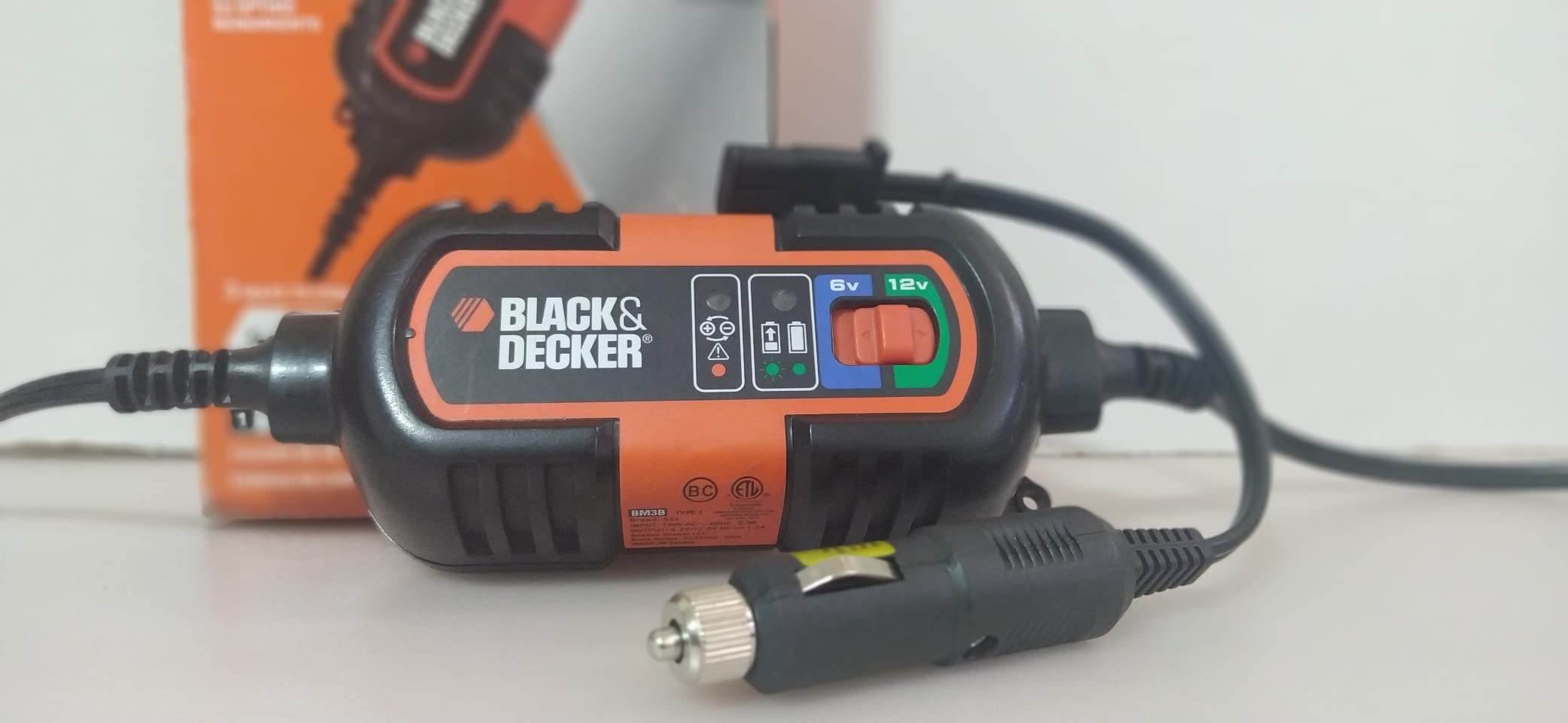 BLACK+DECKER BM3B Fully Automatic 6V/12V Battery Charger/Maintainer with Cable Clamps and O-Ring Terminals, Multi, 1.5 Amp customer photo 1