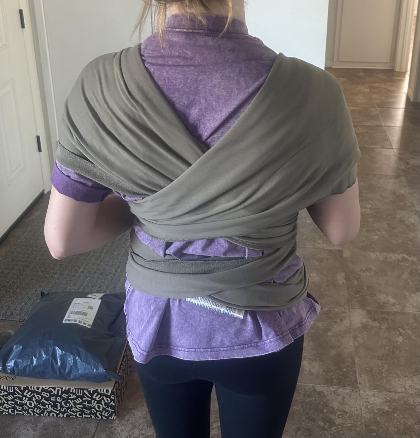 Boba Baby Wrap Carrier - Stretch Cotton Newborn Sling, Grey customer photo 2