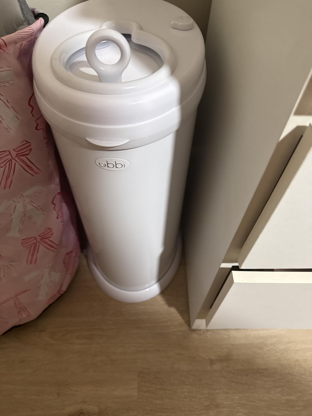 Ubbi Stainless Steel Diaper Pail, No Special Bags, Odor-Locking, White customer photo 2