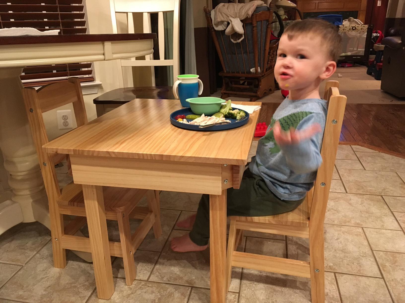 Melissa & Doug Solid Wood Table and 2 Chairs Playroom Furniture customer photo 1