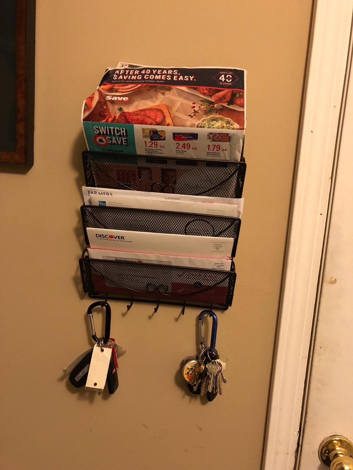 Deco Brothers Wall Mail Organizer with 5 Key Holder, 3 Tier, Bronze customer photo 1