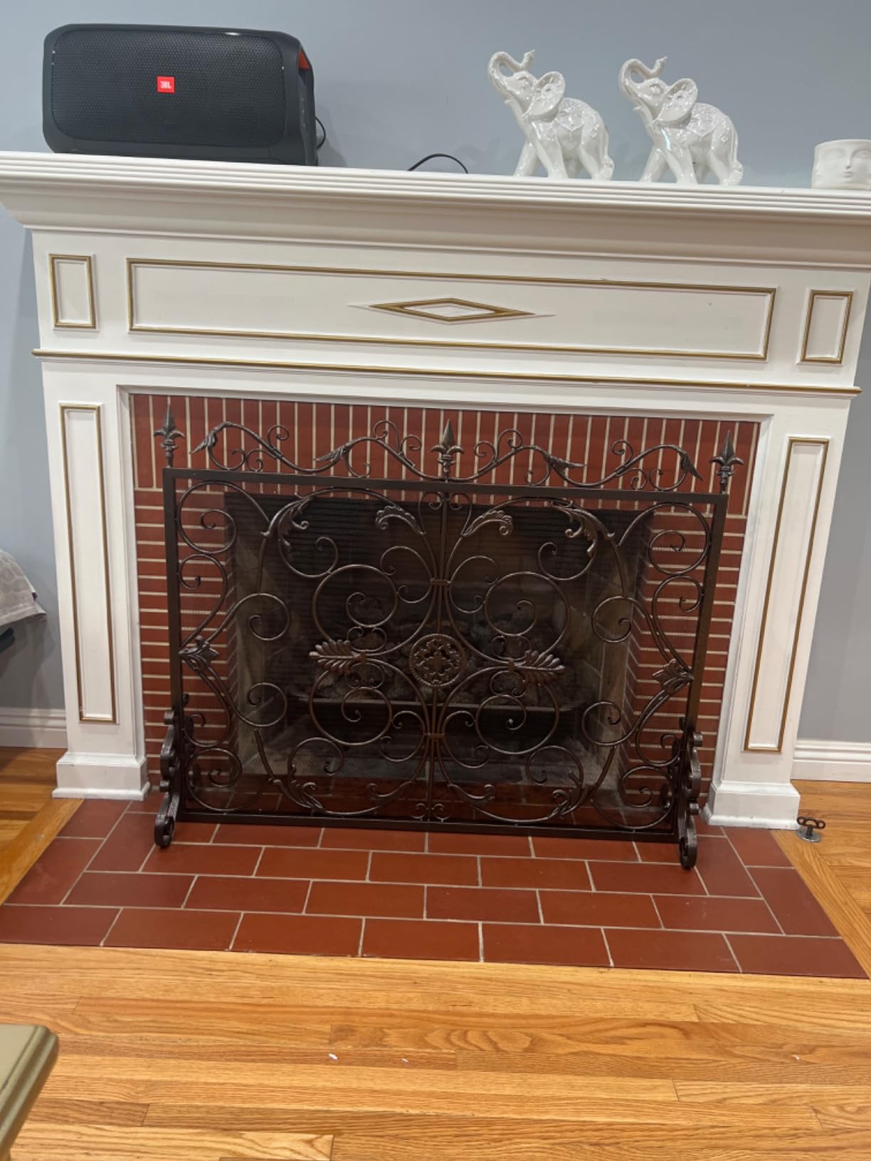 Christopher Knight Home Wilmington Fireplace Screen, Gold Flower On Black customer photo 1