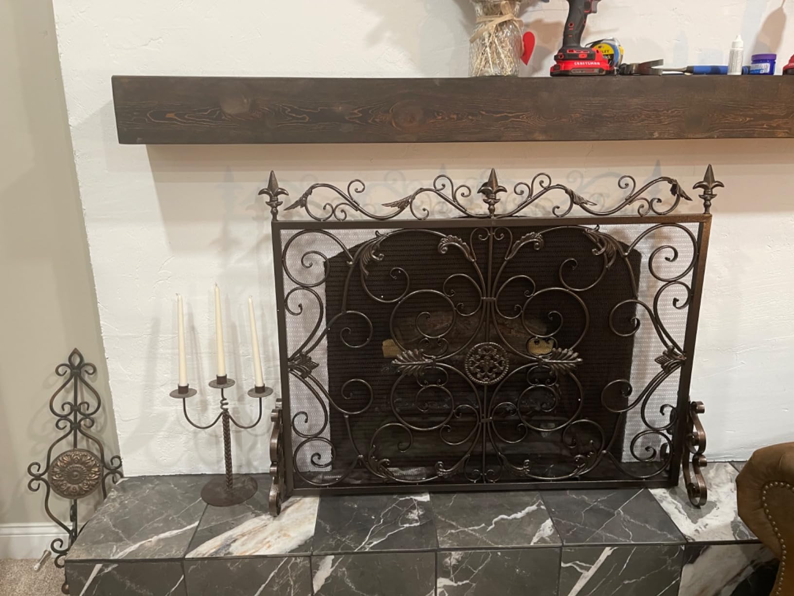 Christopher Knight Home Wilmington Fireplace Screen, Gold Flower On Black customer photo 2