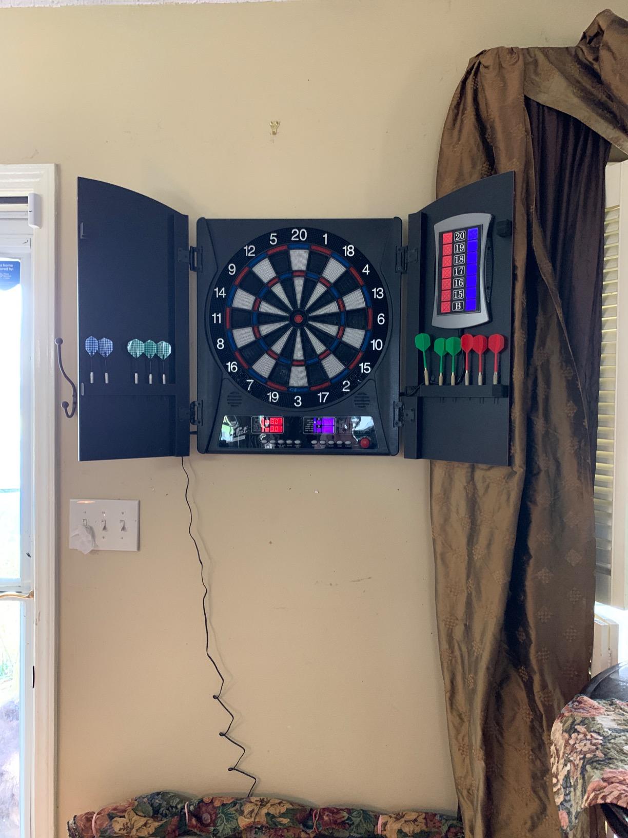 Fat Cat Mercury Electronic Dart Board, 13.5 Inch Soft Tip with Cabinet customer photo 2