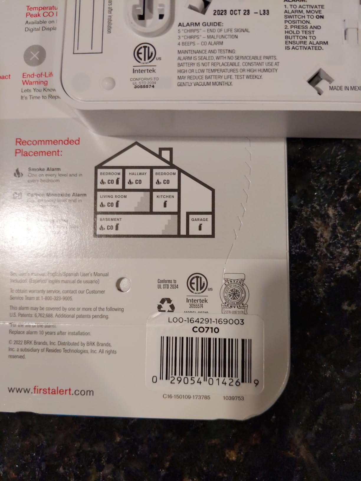 First Alert CO710 Carbon Monoxide Detector with 10-Year Battery and Digital Temperature Display customer photo 2