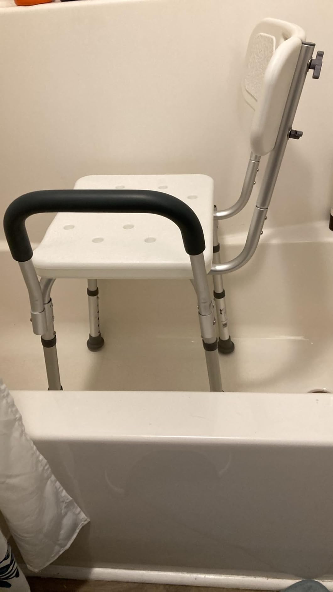 Drive Medical Premium Shower Chair with Back and Padded Arms, White customer photo 2