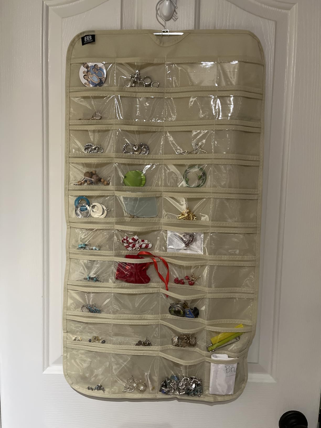 BB Brotrade Hanging Jewelry Organizer,Accessories Organizer,80 Pocket Organizer for Holding Jewelries（Beige） customer photo 2