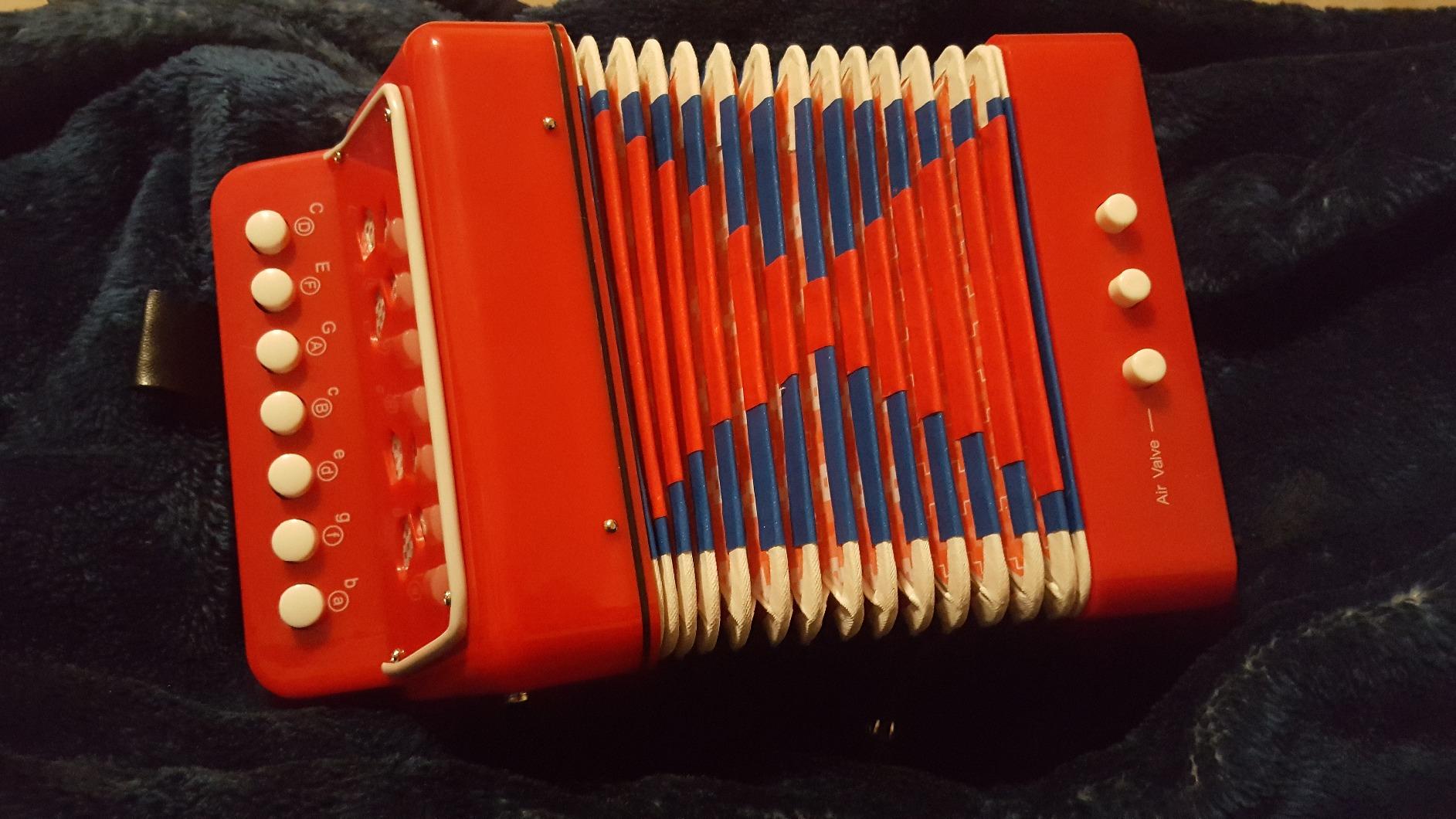 Tosnail Small Accordion, 10 Keys Buttons Control Musical Instruments for Beginners Learning, Red customer photo 1