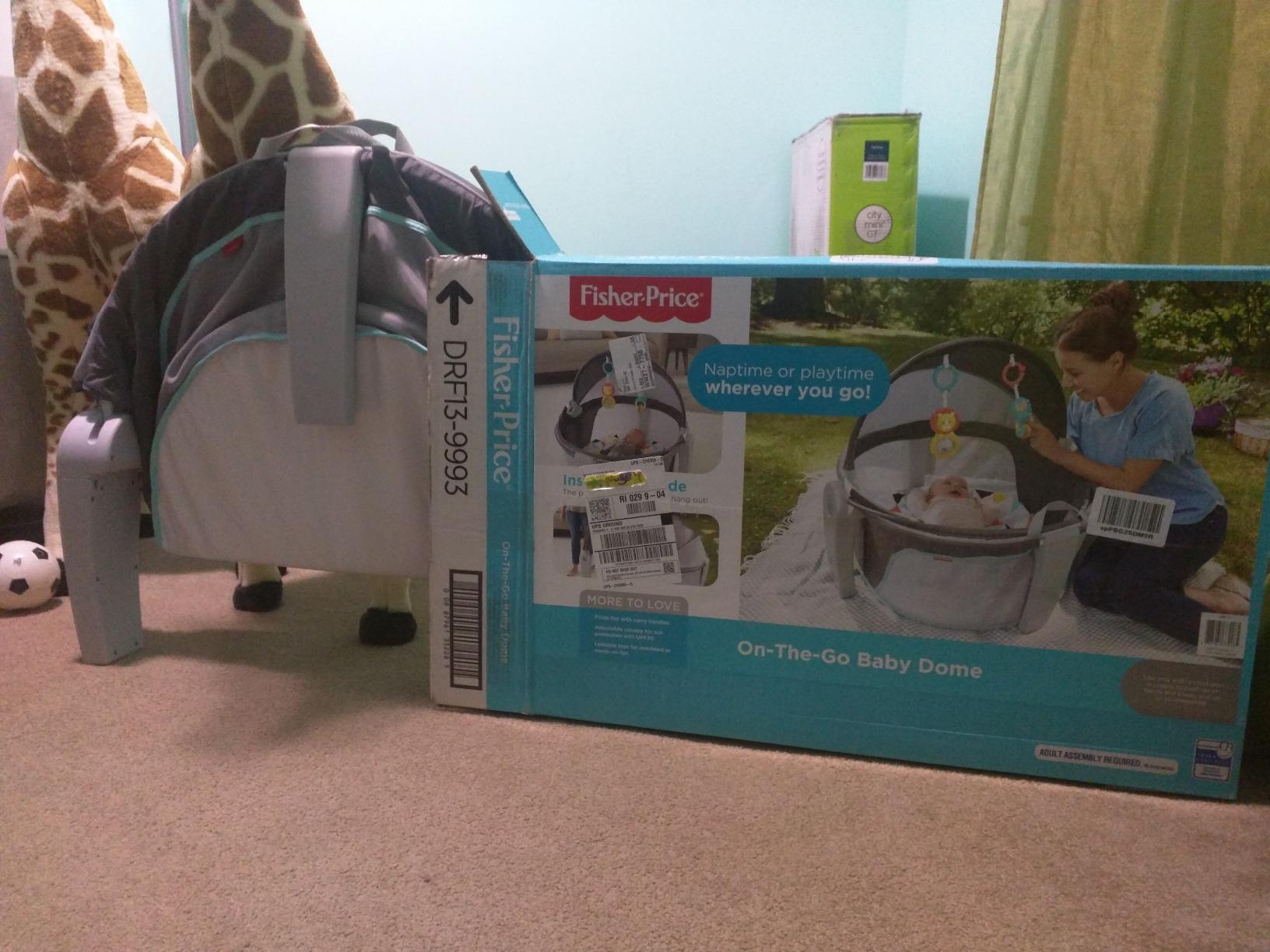 Fisher-Price Portable Bassinet On-The-Go Baby Dome, Travel Play Space with Developmental Newborn Toys & Canopy, Windmill customer photo 1