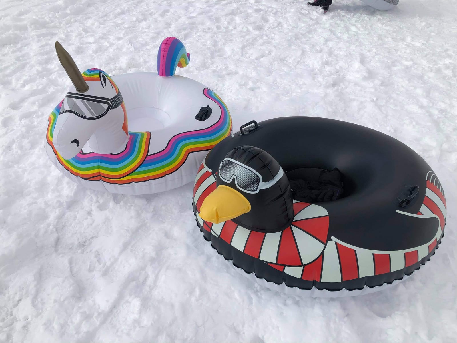 GoFloats Winter Snow Tubes - Choose from Unicorn, Disney's Frozen, Ice Dragon, Polar Bear, Penguin, Flamingo - Inflatable Sled for Kids and Adults customer photo 2
