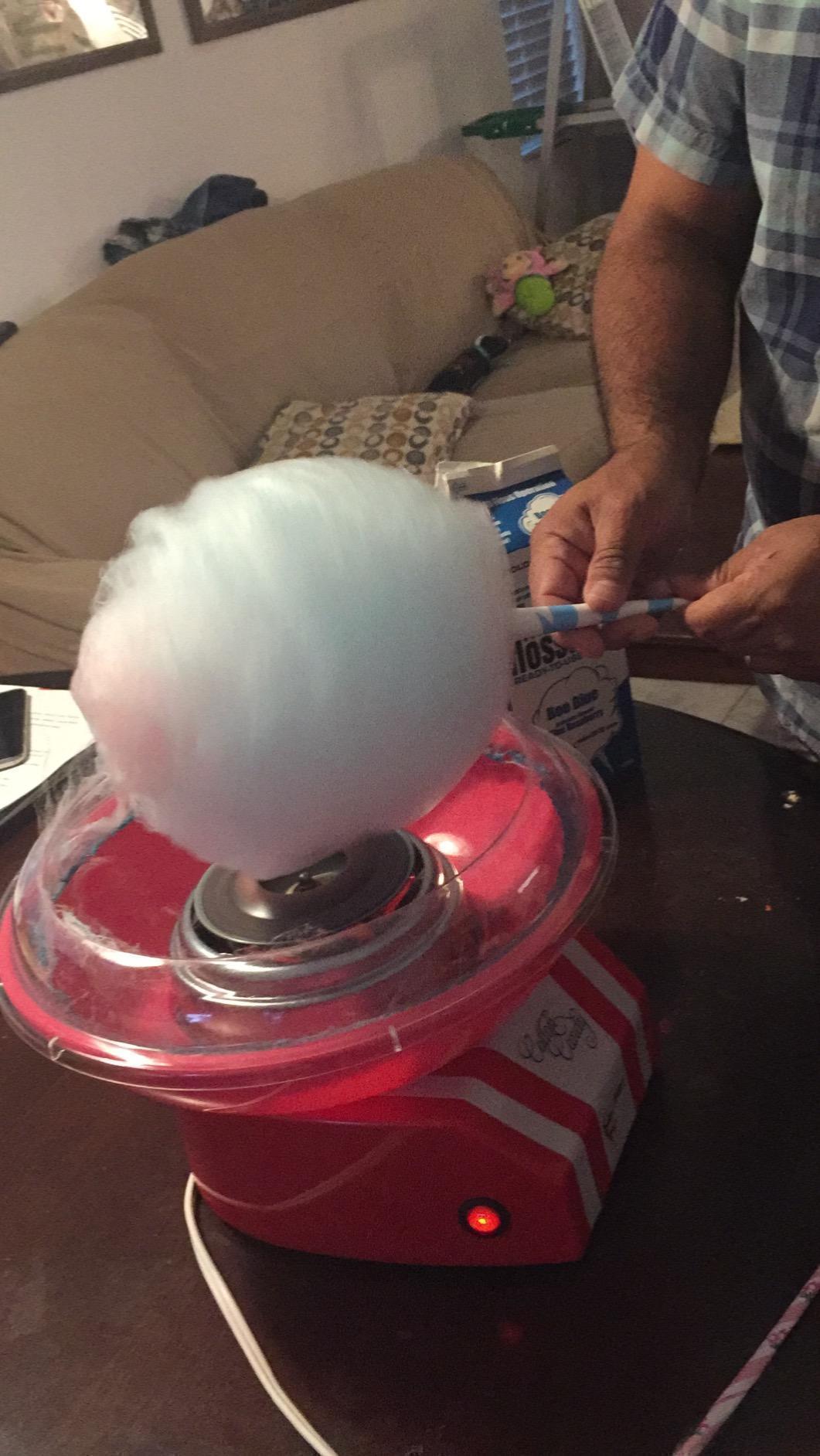 The Candery Cotton Candy Machine - Bright, Colorful Style- Makes Hard and Sugar Free Candy, Sugar Floss, Homemade Sweets for Birthday Parties - Includes 10 Cones & Scooper customer photo 1