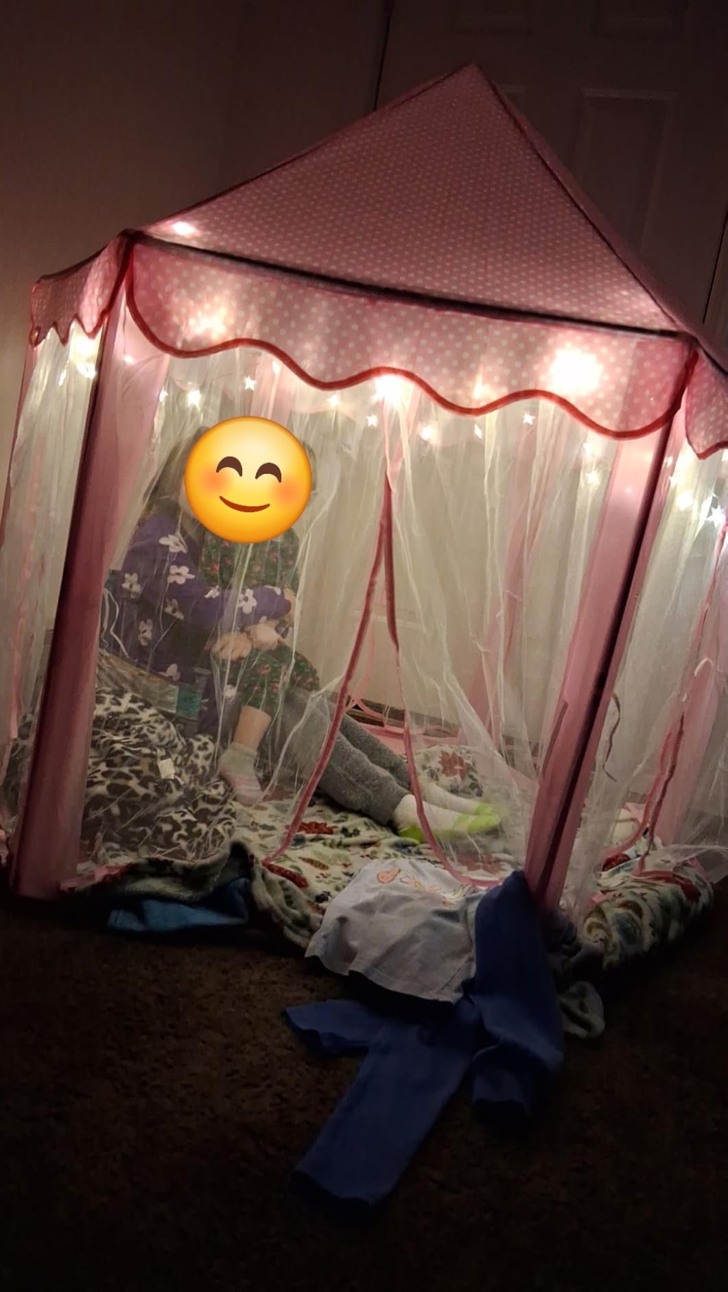 Monobeach Princess Tent Girls Large Playhouse Kids Castle Play Tent with Star Lights Toy for Children Indoor and Outdoor Games, 55'' x 53'' (DxH) customer photo 1