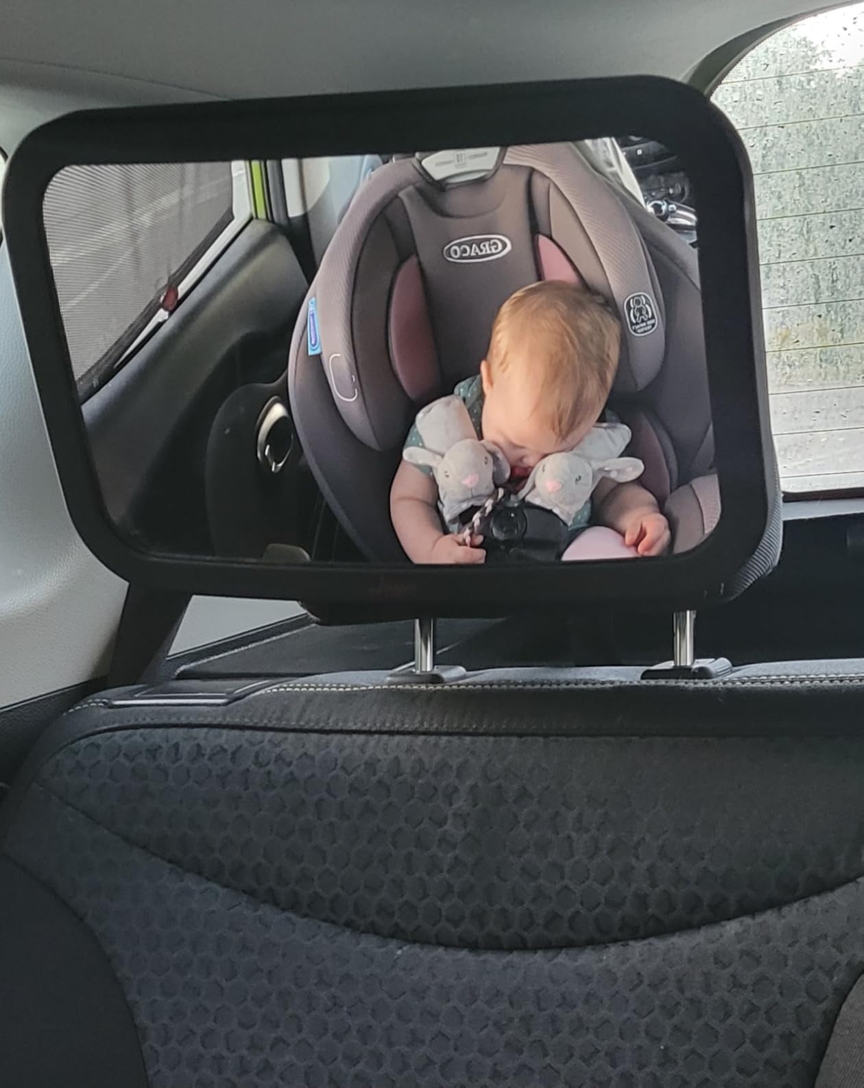Lusso Gear Baby Car Mirror - Shatter-Resistant Glass & Stable Rear-Facing Headrest Mount - Wide-Angle Baby Mirror for Car Backseat View - Auto Essentials for Babies - 11.5 in, Black customer photo 2
