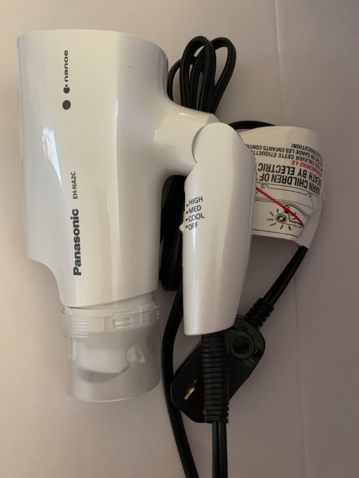 Panasonic nanoe Compact Hair Dryer for Healthy-Looking Hair, 1400W Portable, Folding Handling and Quickdry Nozzle for Fast Drying – EH-NA27-K (Black/Pink) customer photo 2