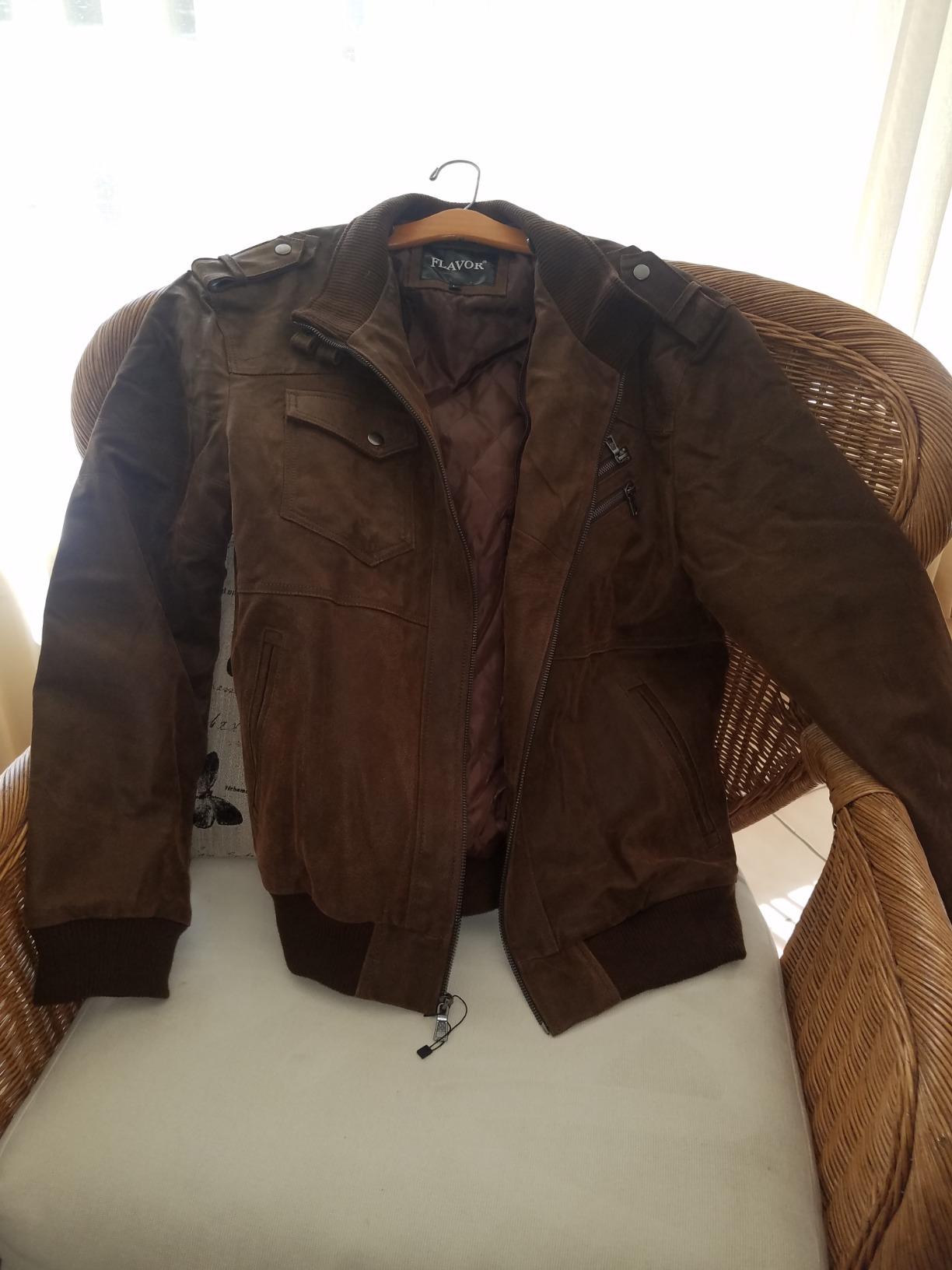 FLAVOR Men Brown Leather Motorcycle Jacket with Removable Hood customer photo 2