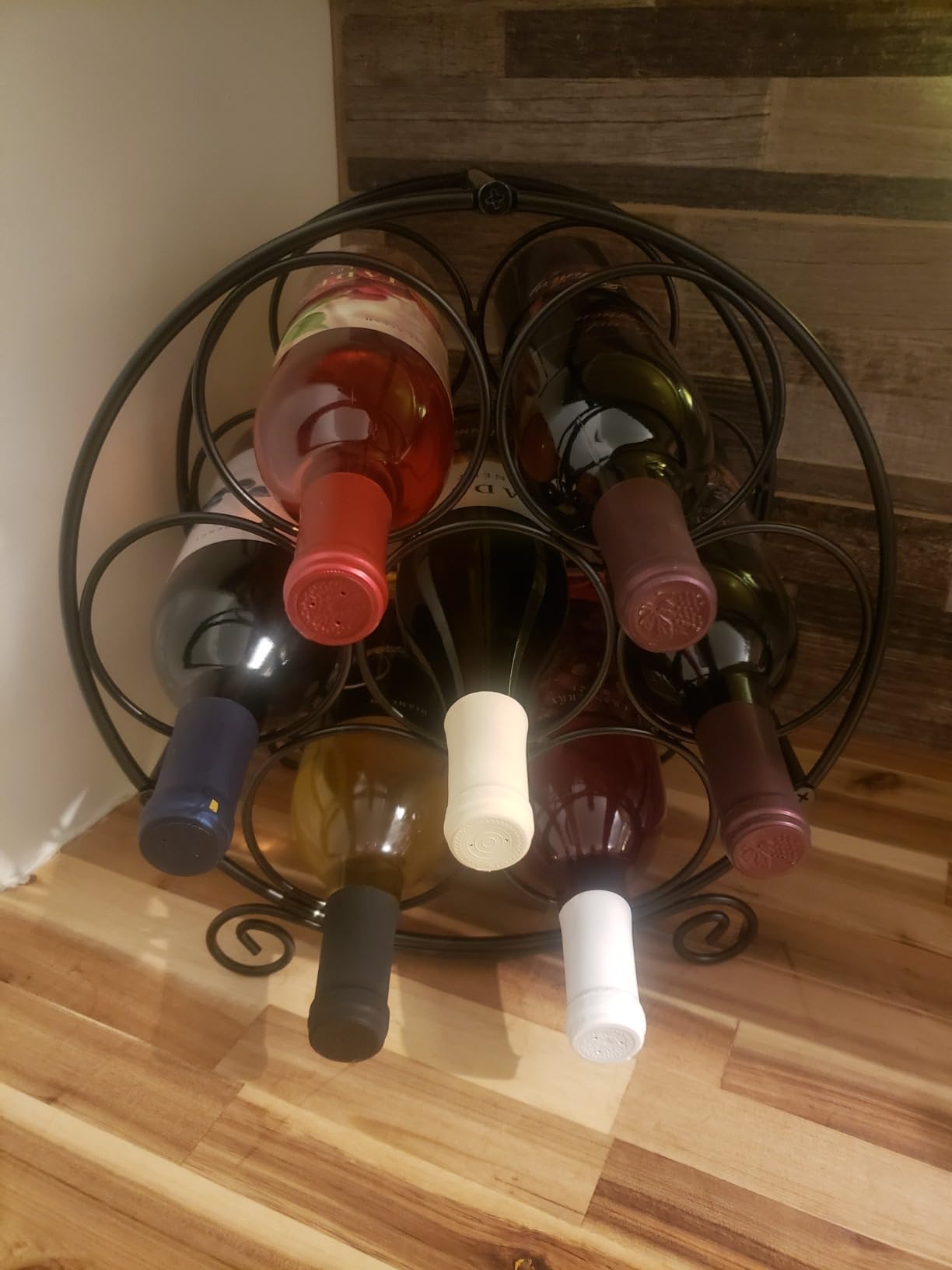 PAG-Mass 23 Bottles Arched Freestanding Floor Metal Wine Rack Wine Bottle Holders Stands, Black customer photo 2