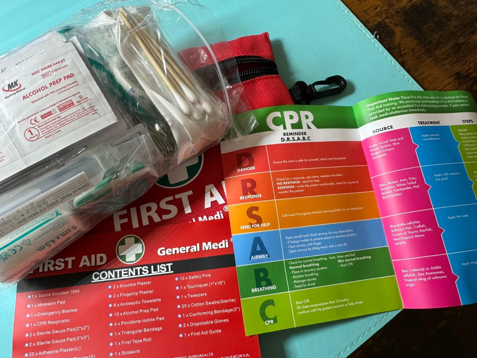 General Medi Mini First Aid Kit, 110 Piece Small First Aid Kit - Includes Emergency Foil Blanket, Scissors for Travel, Home, Office, Vehicle, Camping, Workplace & Outdoor (Red) customer photo 2