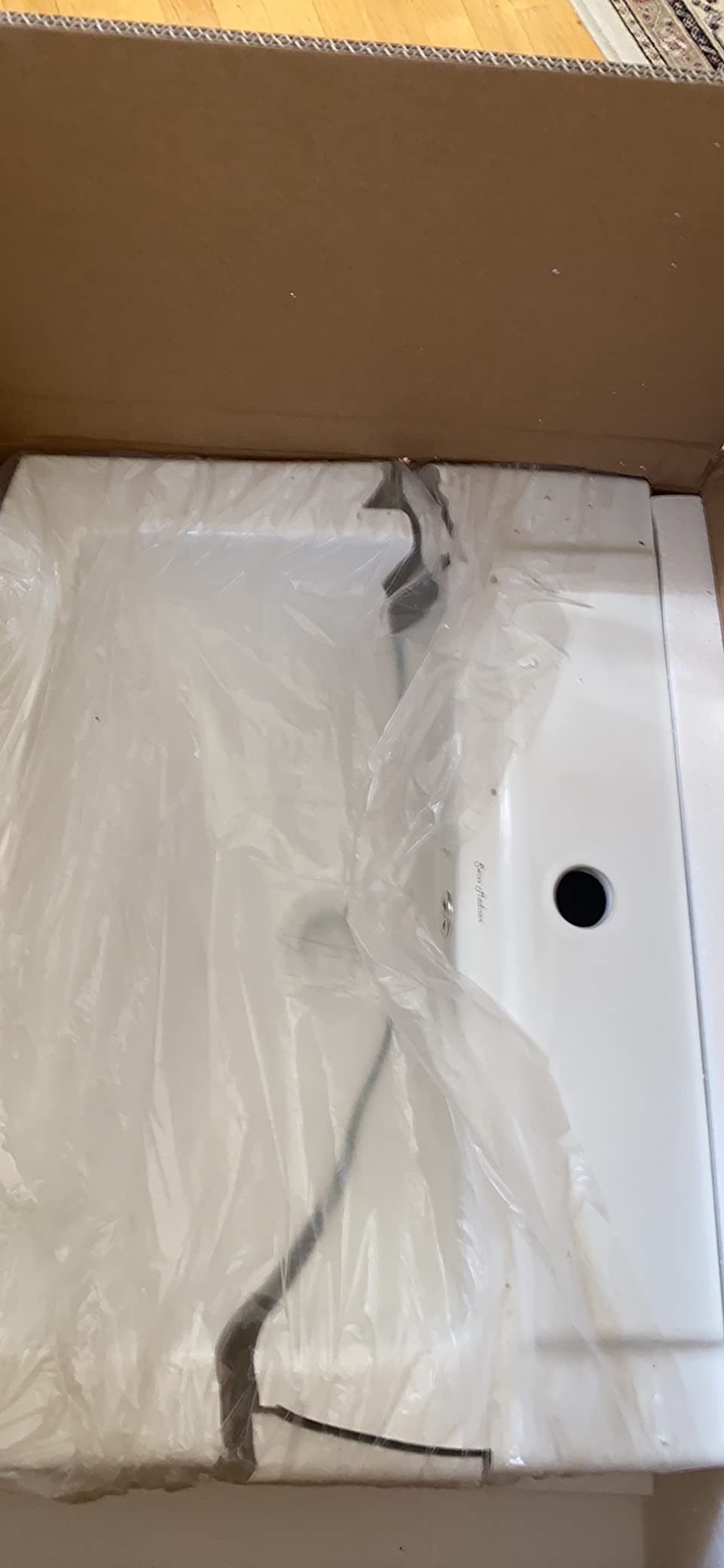 Sublime Rectangular Two-Piece Ceramic Pedestal Bathroom Sink in Glossy White with Overflow, Single Faucet Hole, Standard 1.75 in Drain customer photo 1