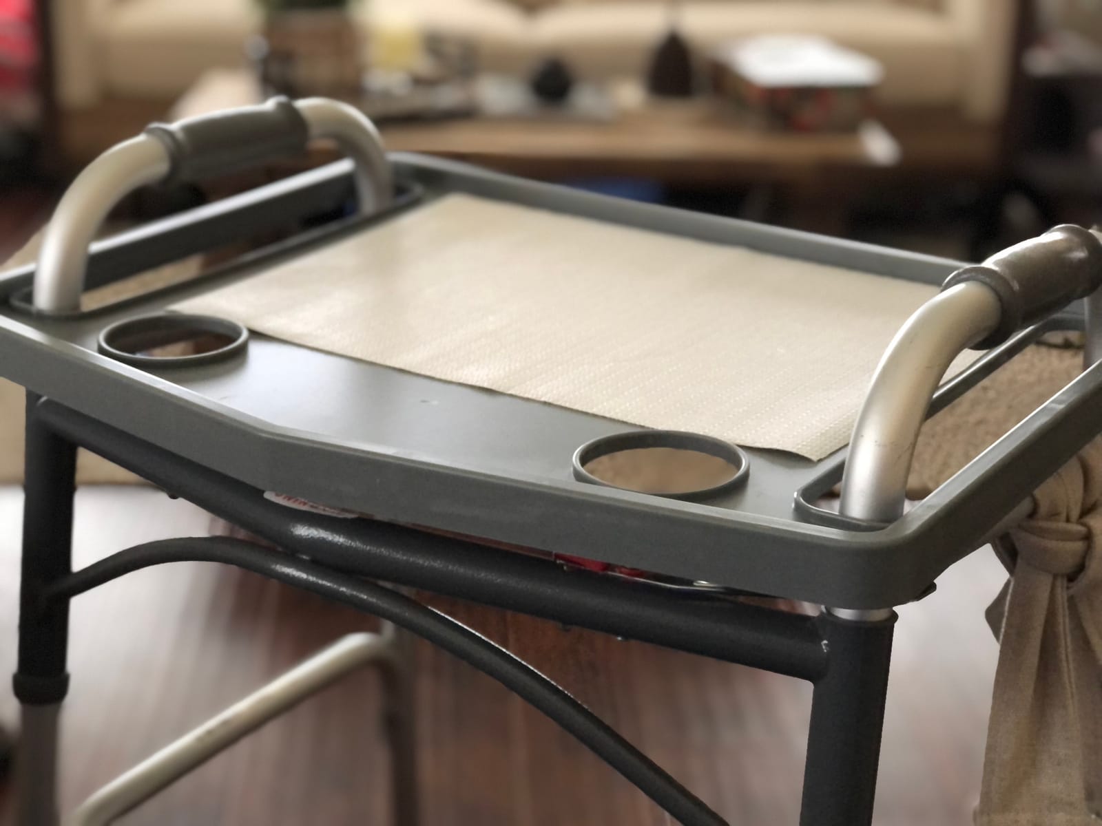 NOVA Walker Tray Table with Spill-Proof Raised Edges and Two Cup Holders and for Seniors, Standard Folding Walker Accessory, 16 x 23 Inch customer photo 2