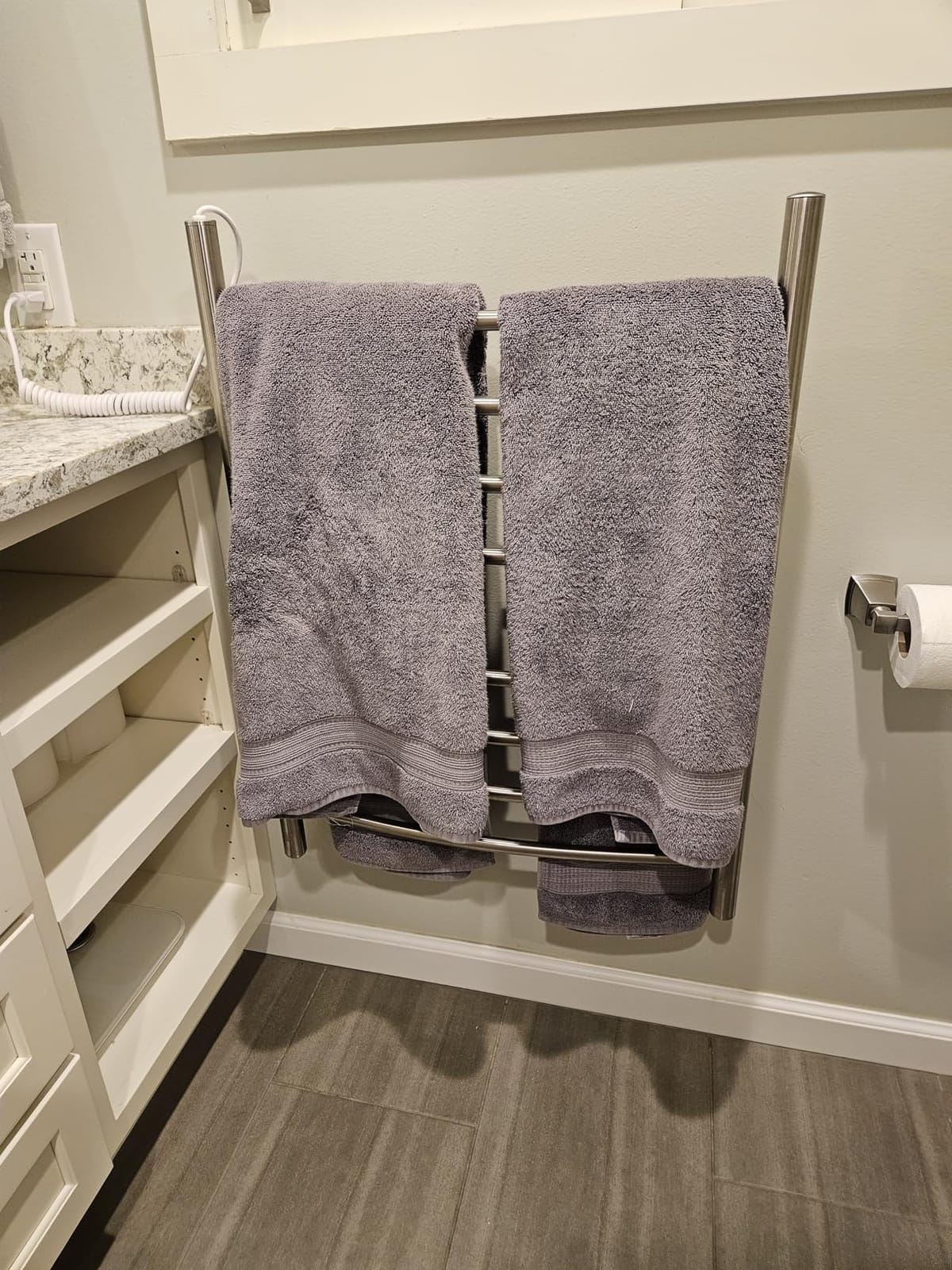HEATGENE 8-Bar Towel Warmer, Heated Towel Rack, Plug-in, Brushed customer photo 1