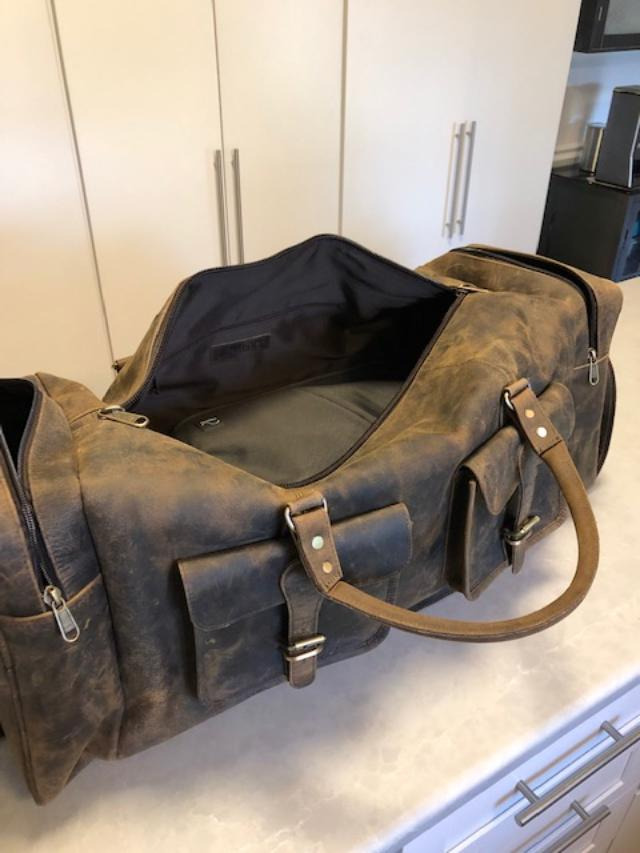 KomalC 28 Inch Leather Duffle Bag for Men & Women, Travel Gym Holdall customer photo 1