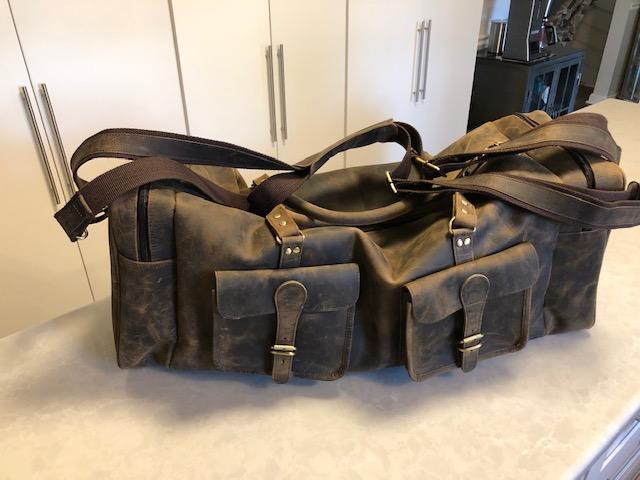 KomalC 28 Inch Leather Duffle Bag for Men & Women, Travel Gym Holdall customer photo 2