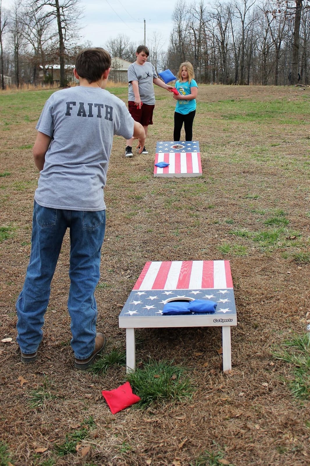 GoSports 4 x 2 ft Flag Series Wood Cornhole Sets – American Flag or State Flags – Includes 2 Regulation Size Boards, 8 Bean Bags, Carrying Case and Rules customer photo 1