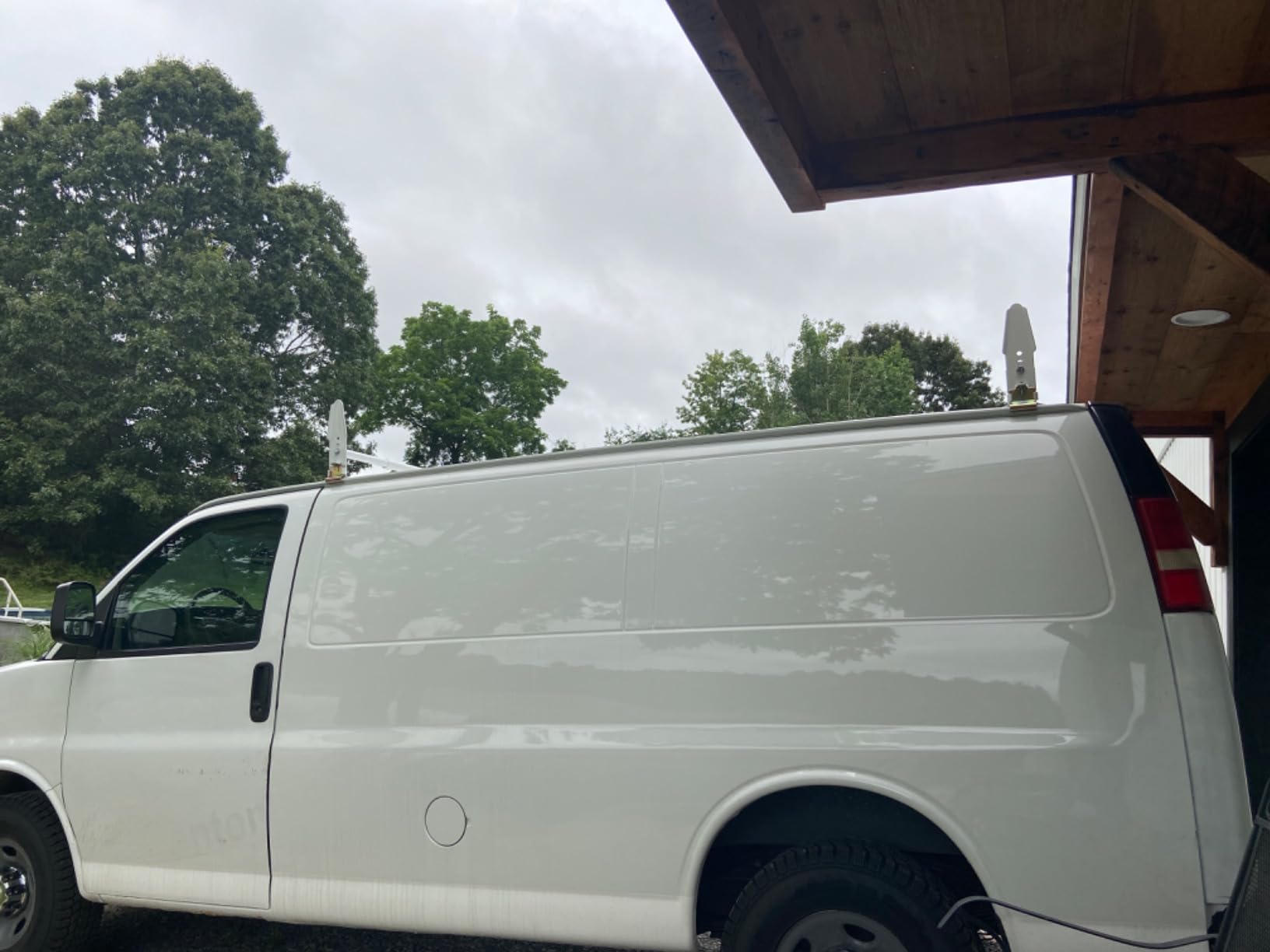 Van Roof Ladder Rack Carrier 2 Cross Bars for Chevy Dodge Ford GMC Express 47''-77'' 500lbs customer photo 2