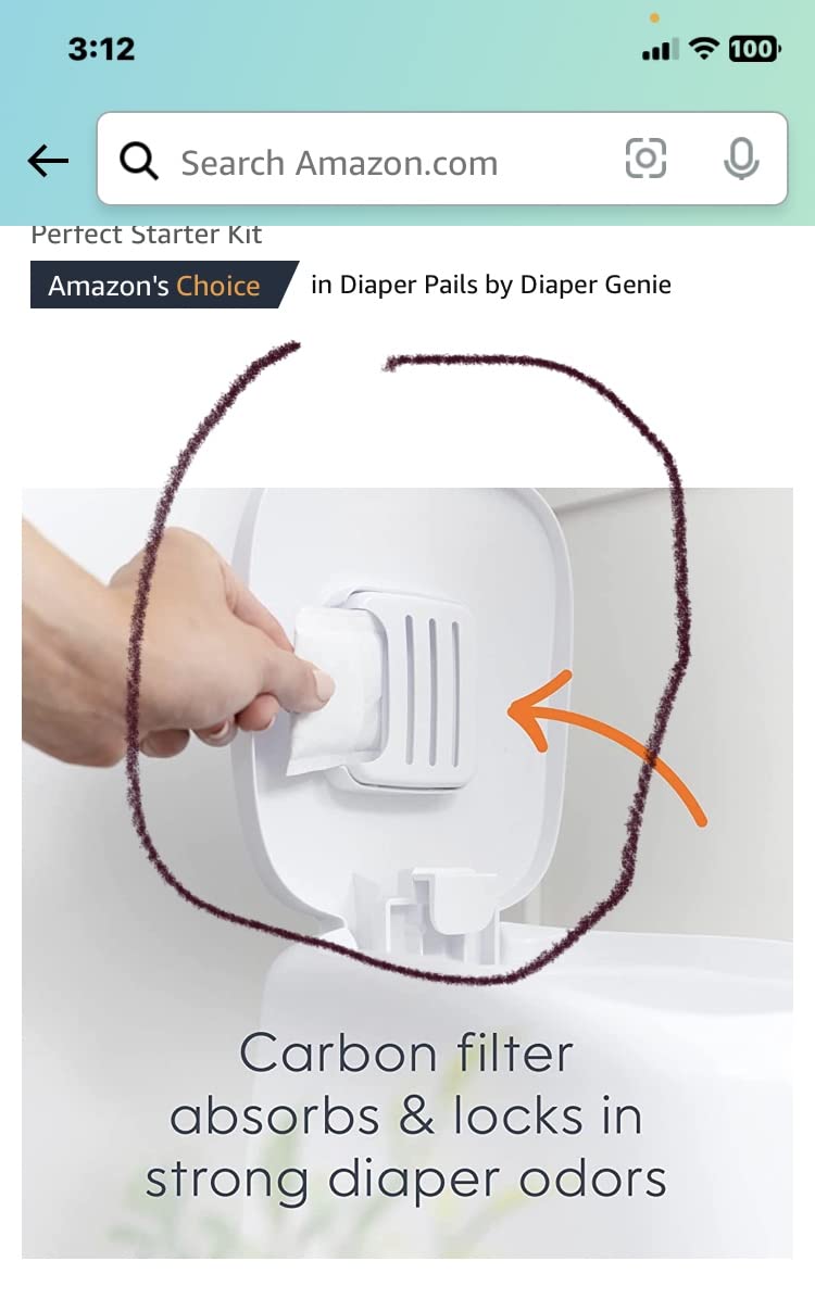 Diaper Genie Registry Gift Set | Includes Diaper Genie Complete Diaper Pail, 8 Refill Bags, 1 Carbon Filter | Perfect Starter Kit customer photo 1