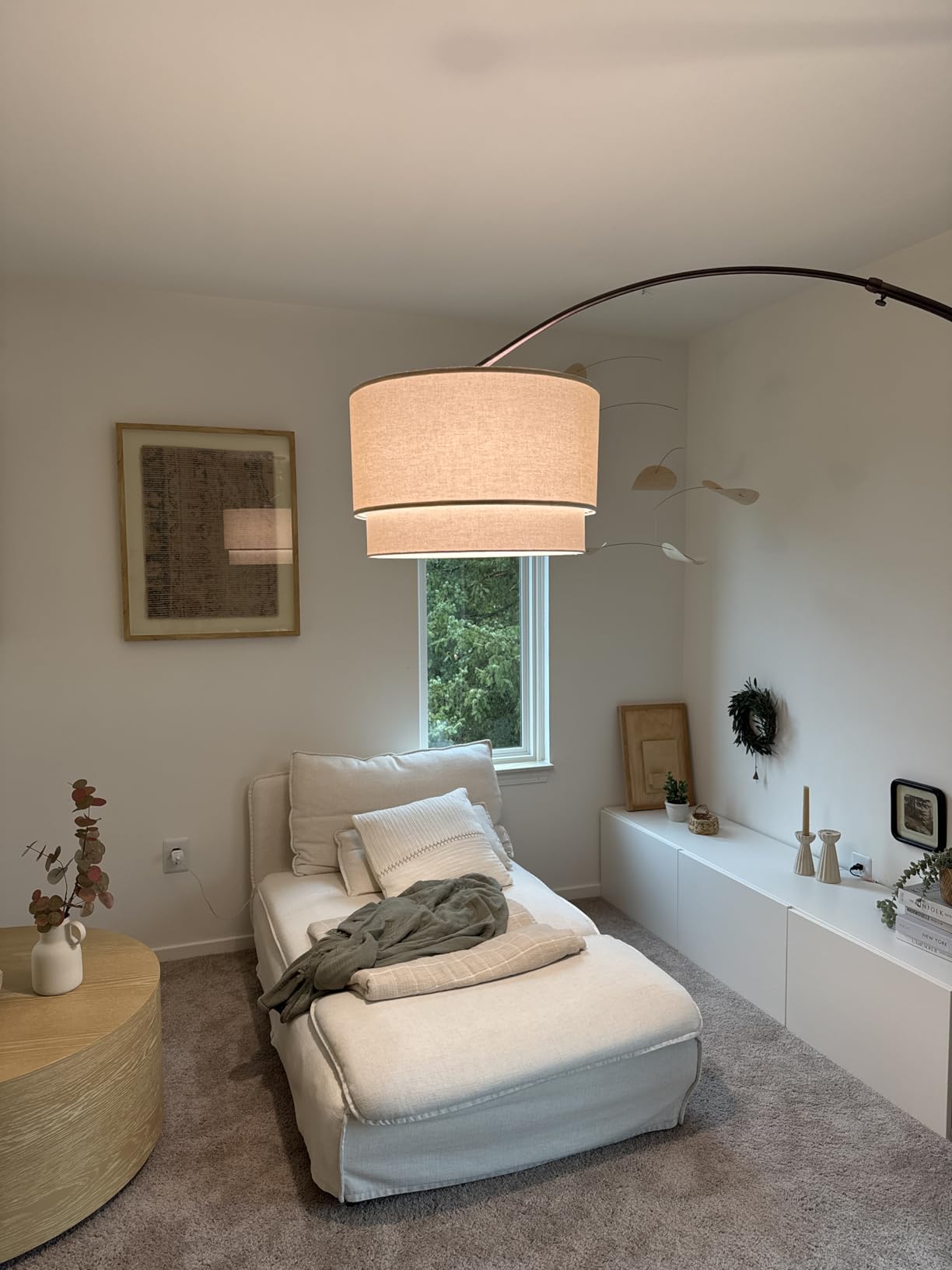 Brightech Mason Arc Floor Lamp - Modern Corner Standing Lamp with Unique Hanging Drum Lamp Shade for Living Room - Bright Overhead, Curved Hanging Light for Bedroom. Library, Den - Bronze customer photo 2