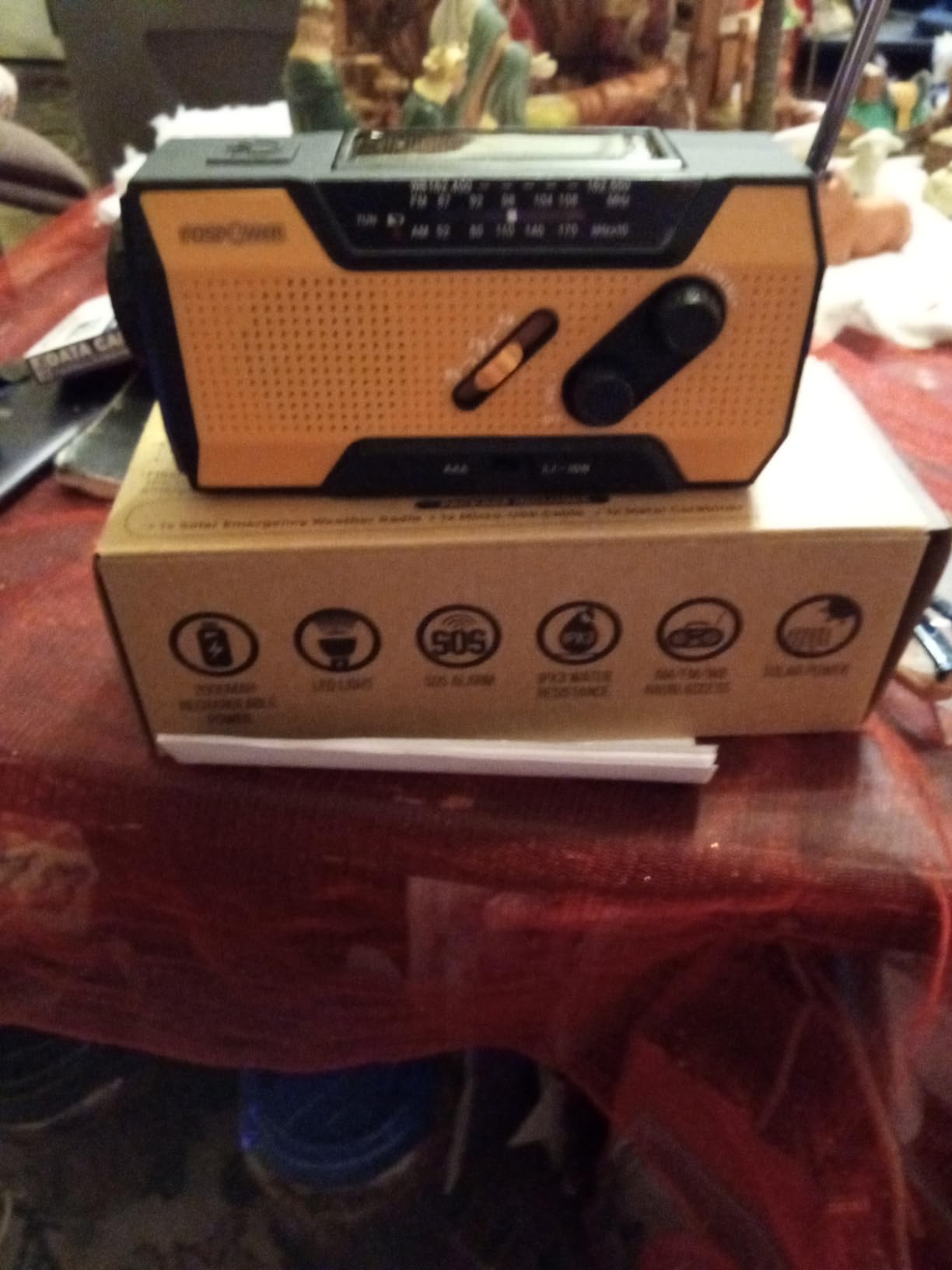 FosPower NOAA Emergency Weather Radio A1 7400mWh Solar Hand Crank (Orange) customer photo 1
