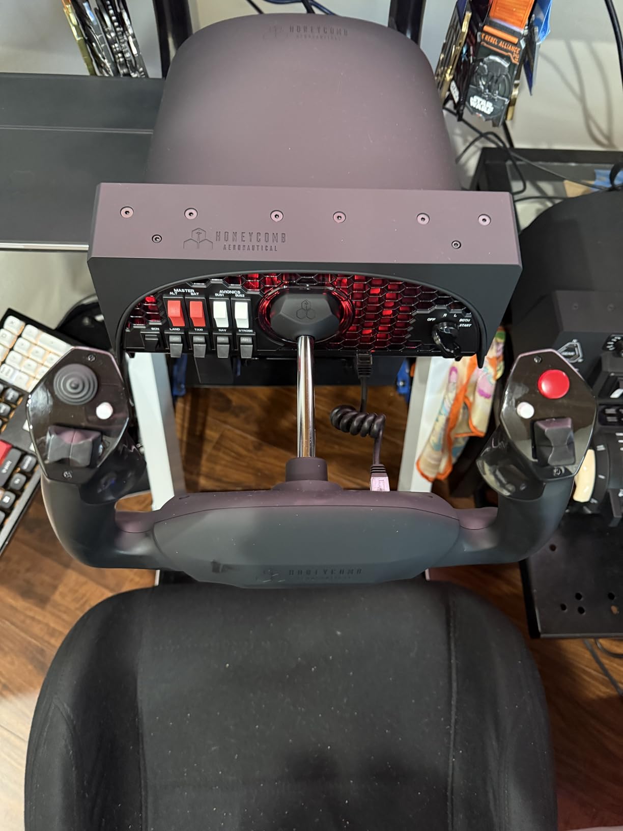 Honeycomb Alpha Flight Controls Yoke & Switch Panel | Compatible w/PC & mac, flight simulator yoke w/ 180° rotation, steel shaft, ignition switch customer photo 2
