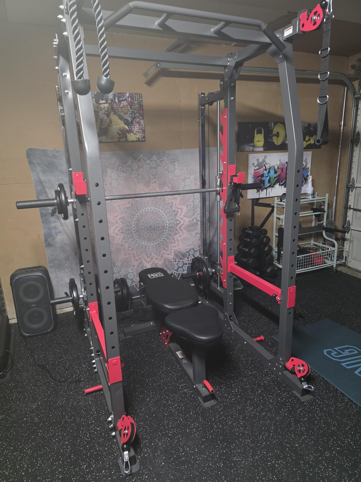 Marcy Smith Machine Home Gym System SM-4903, All-in-One Strength Training Cage with Weight Bench, Pulley, Squat Rack & Workout Station customer photo 2