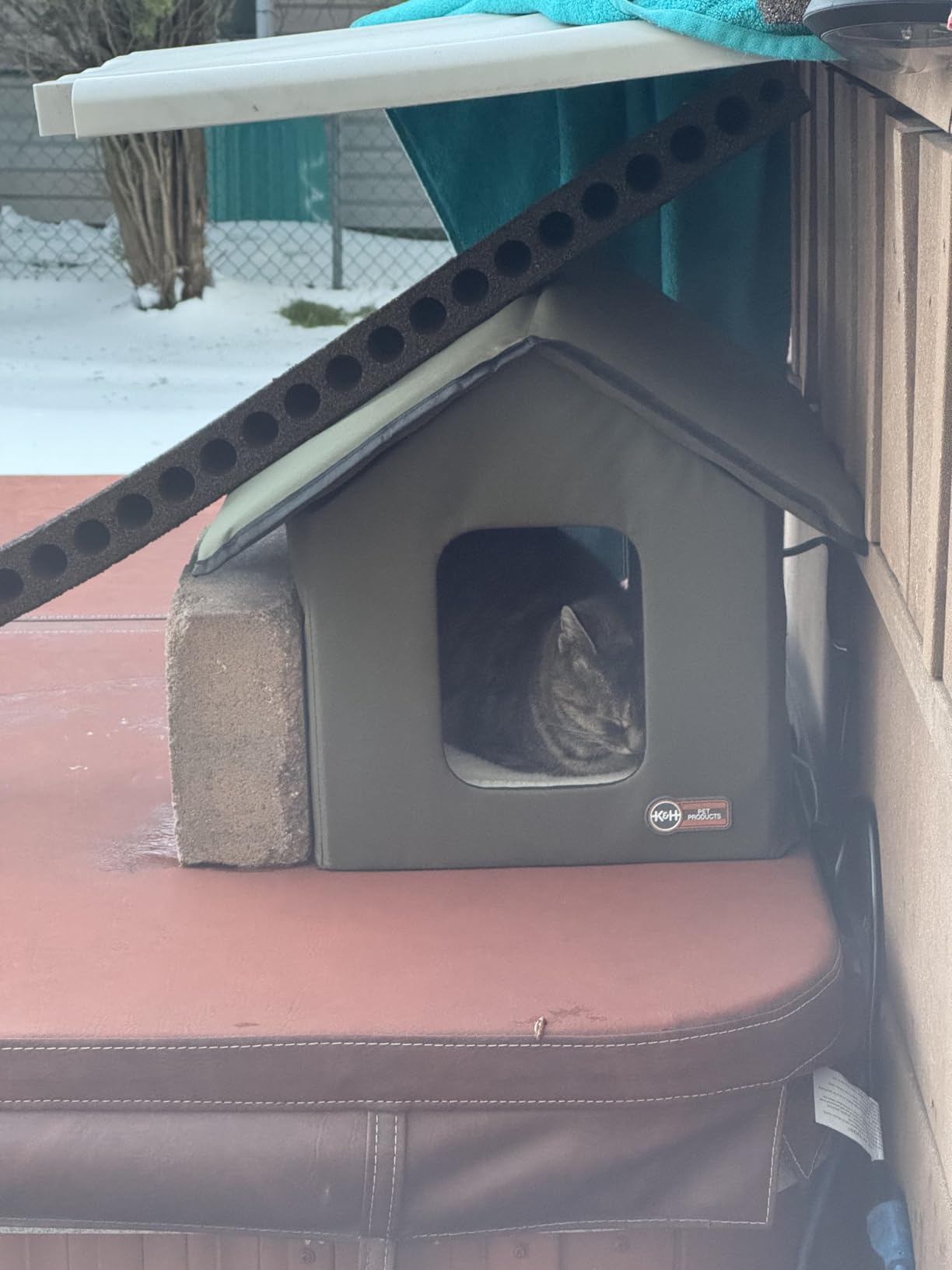 K&H Heated Cat House, Outdoor Kitty Shelter, Safety Listed, 20W, Olive customer photo 1