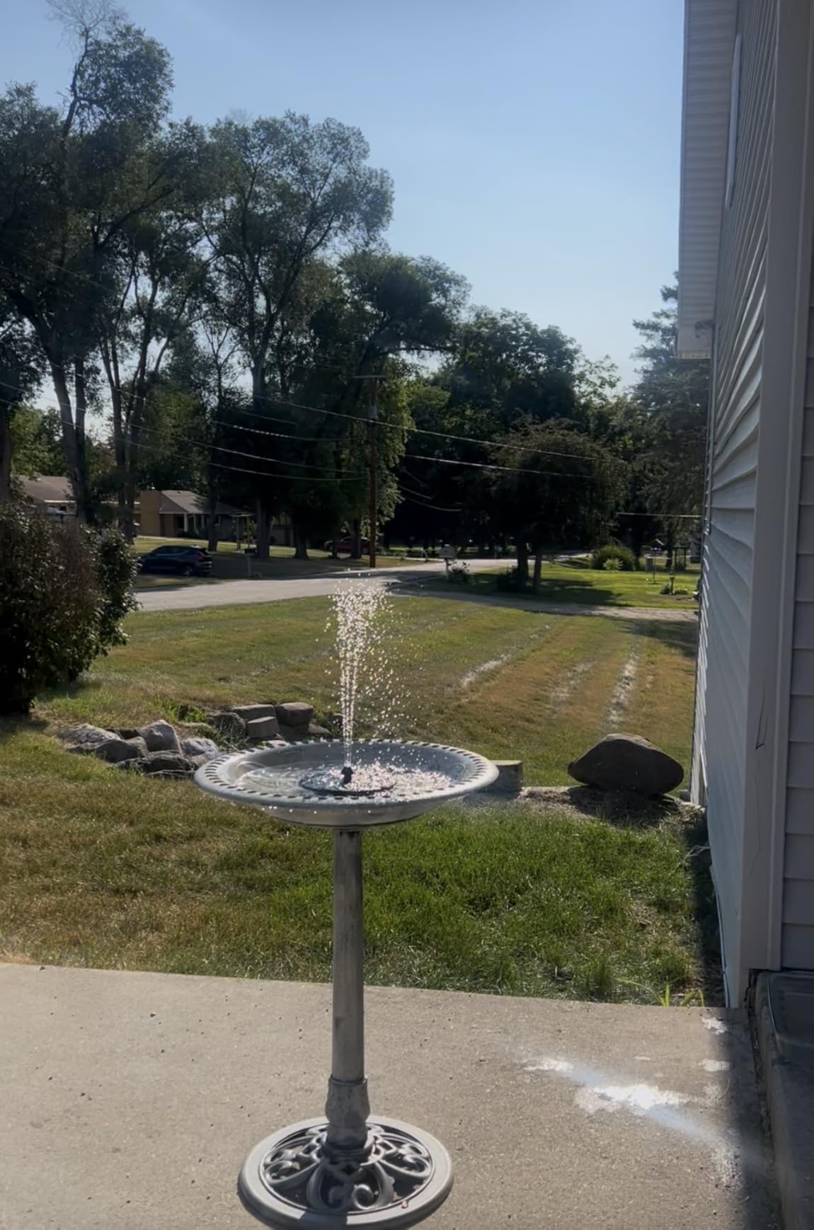 VIVOHOME Bird Bath with Solar Fountain for Outside, Pedestal, Green customer photo 1