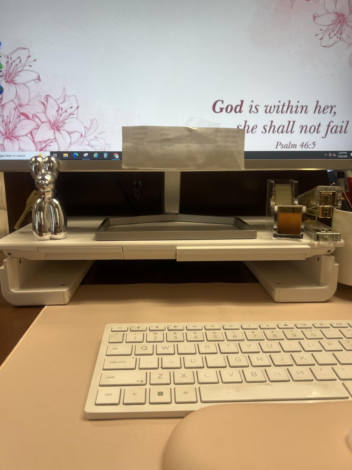 Monitor Stand Riser, Klearlook Foldable, Height Adjustable Computer Stand, Desk Shelf Riser with Storage Drawer &Tablet Phone Stand for Desktop, Laptop (White) customer photo 2