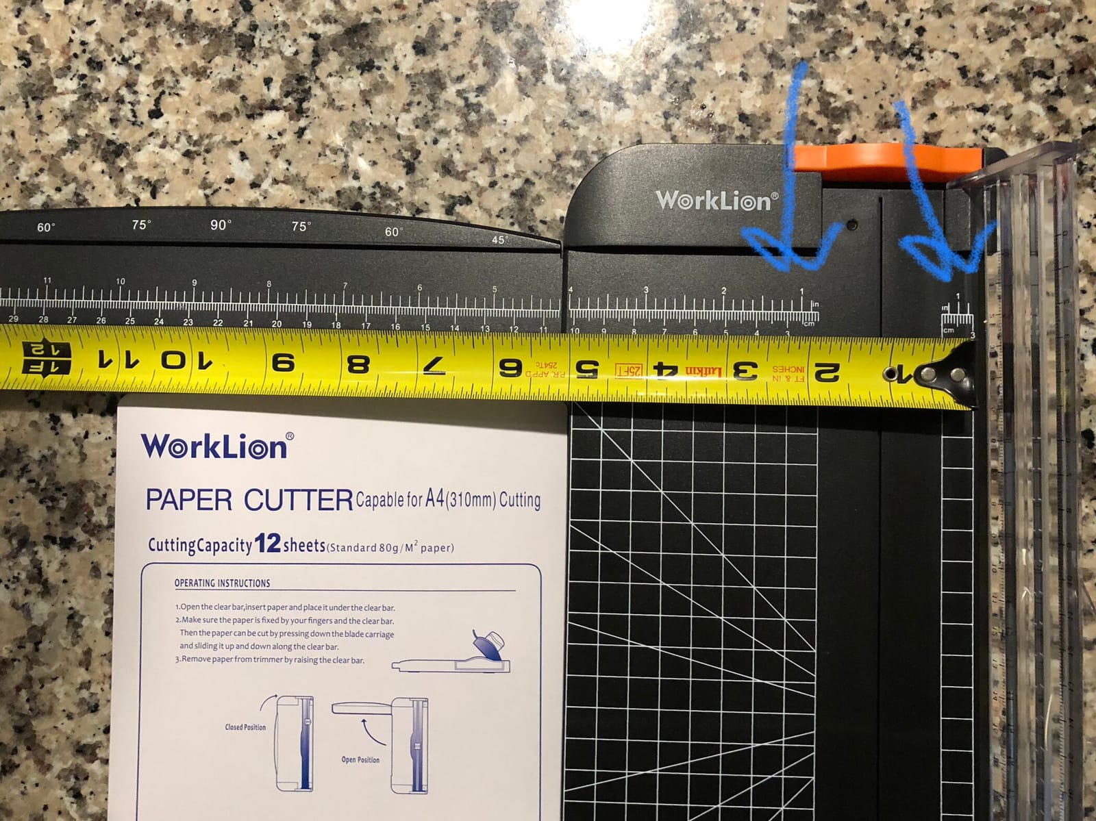 WORKLION Paper Cutter - A4 Paper Craft Cutter with Security Blade for Cut Gift Card, Coupon, Label, Cardstock, Photo, 12 inch Black Office Paper Trimmer customer photo 1