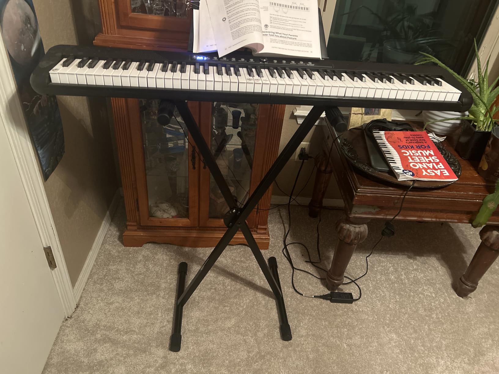 Amazon Basics Keyboard and Piano Stand, Adjustable Height, Portable Single-X-Shape, Stable Steel Construction, Black customer photo 2