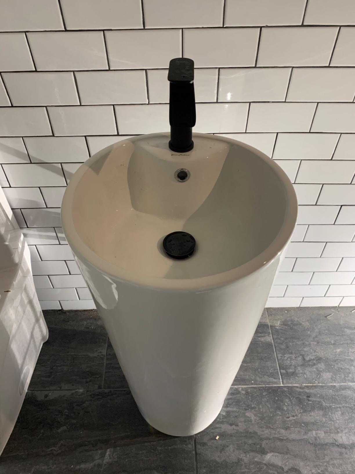 Monaco Circular Basin Pedestal Sink in Glossy White SM-PS307 customer photo 1