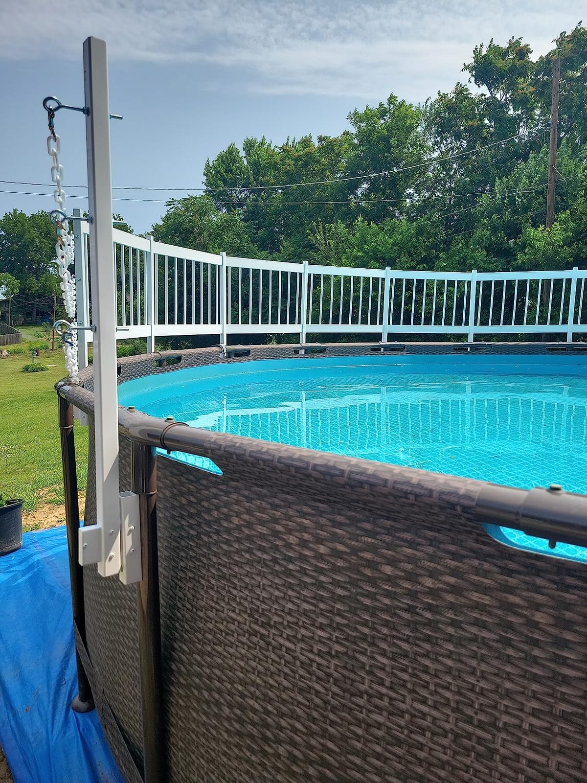 Aqua Select Above Ground Swimming Pool Resin Safety Pool Fence Base | White customer photo 1