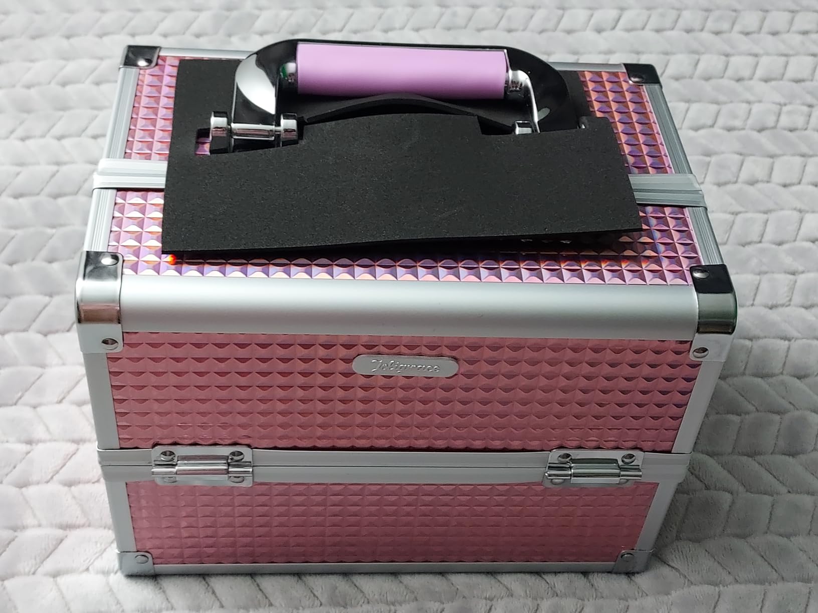 Joligrace Makeup Case Organizer Makeup Box Cosmetic Train Case with Mirror customer photo 1