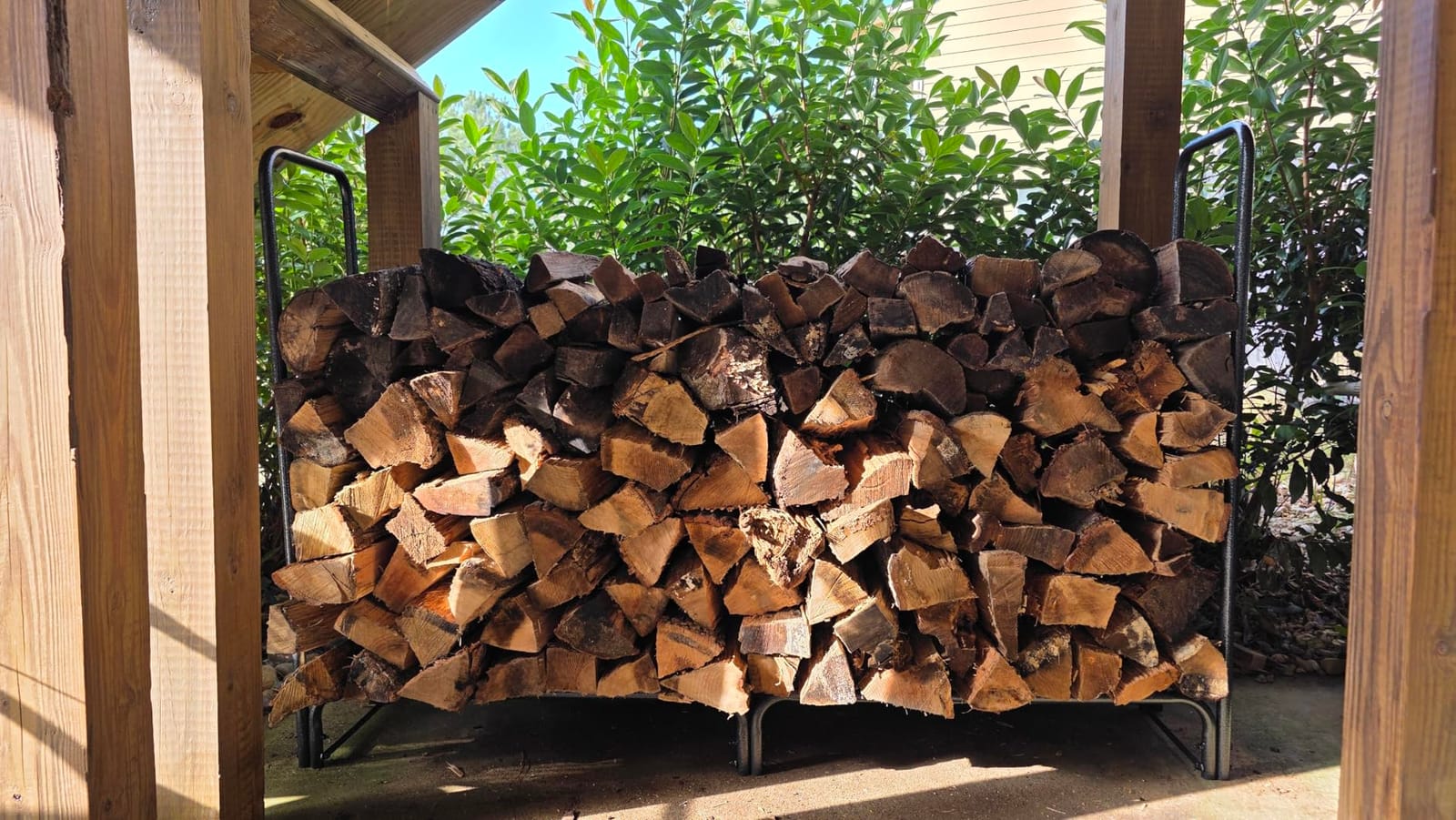 VIVOHOME 8ft Heavy Duty Indoor Outdoor Firewood Storage Log Rack with Cover Combo Set Black customer photo 2