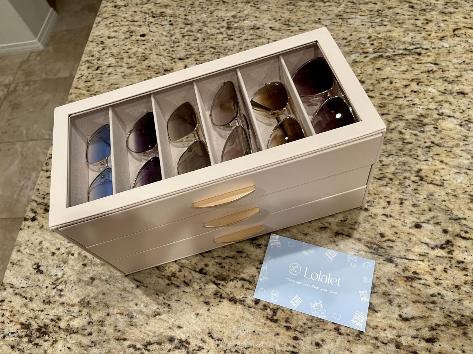 SONGMICS Jewelry Box Organizer, 3-Layer Storage with 2 Drawers, Glass Lid customer photo 2