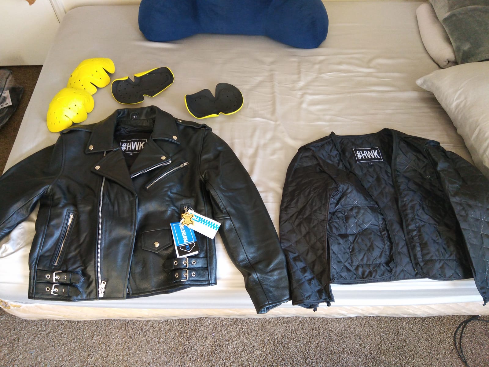 HWK Brando Leather Motorcycle Jacket for Men, Genuine Black Leather Jacket with Removable CE Armor for Motorbike Riding customer photo 1