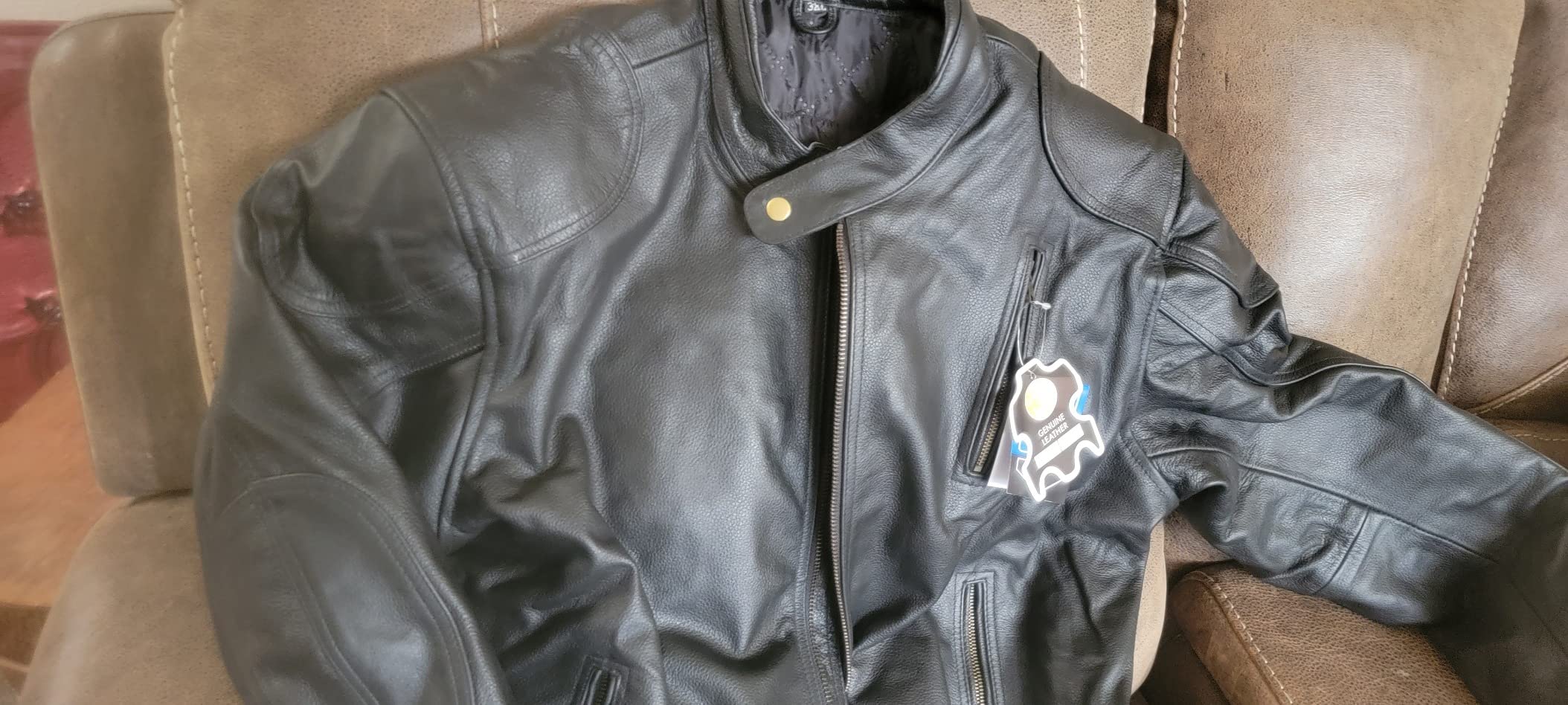 HWK Leather Motorcycle Jacket with Armor for Men, Cafe Racer Genuine Leather Jacket for Weather Resistant Riding customer photo 2